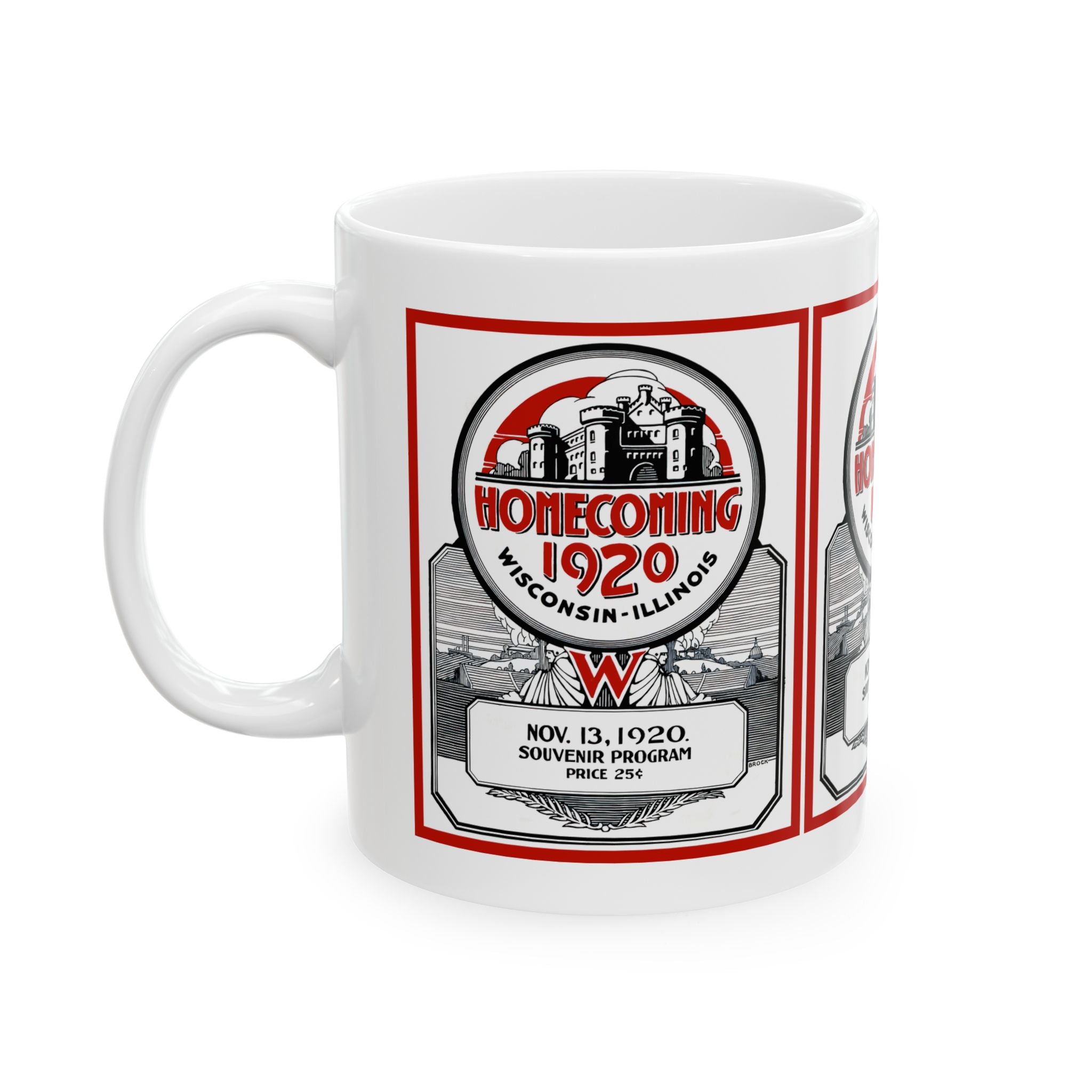 Vintage Football Ceramic Mug, 11oz 15oz Cup for Sports Fans, Retro Wisconsin Illinois Team Game Day Drinkware, Gift for Football Lovers,