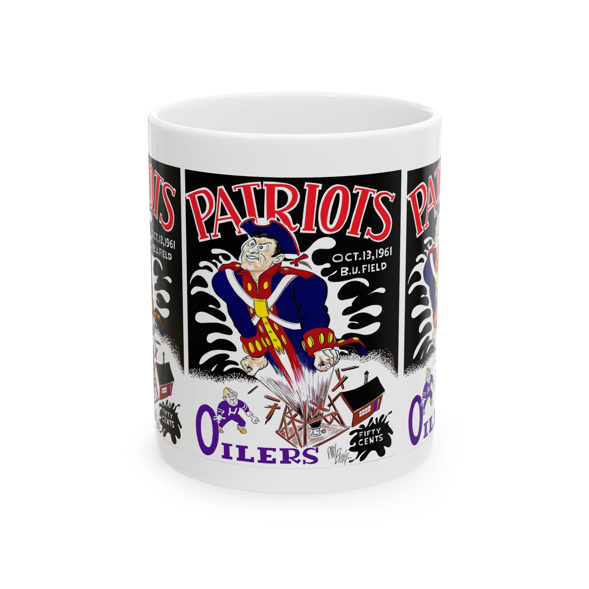 Vintage 1961 Football Boston Patriots Houston Oilers Ceramic Mug, Retro Sports Fan Gift, Football History Coffee Cup, Sports Memorabilia,