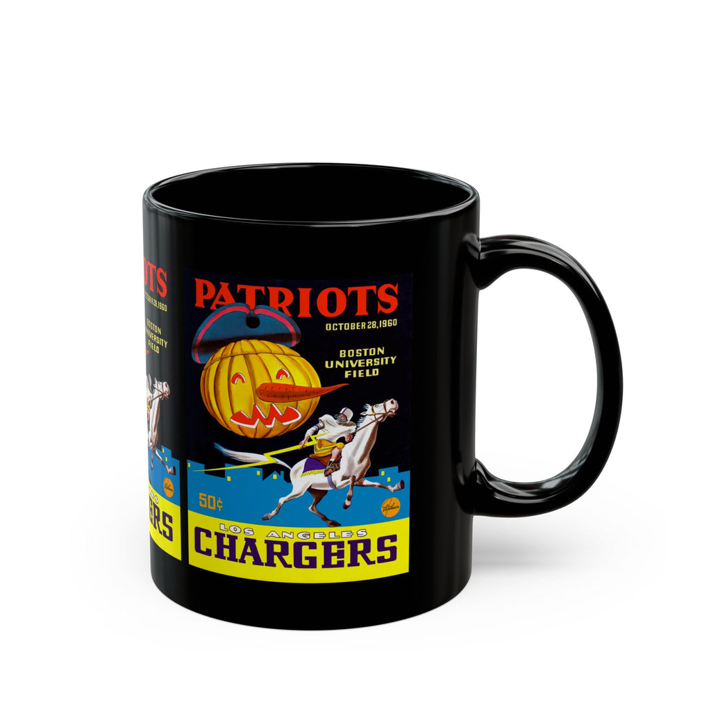 1960 Vintage Los Angeles Chargers - Boston Patriots Football Program Cover - Black Mug 11 oz