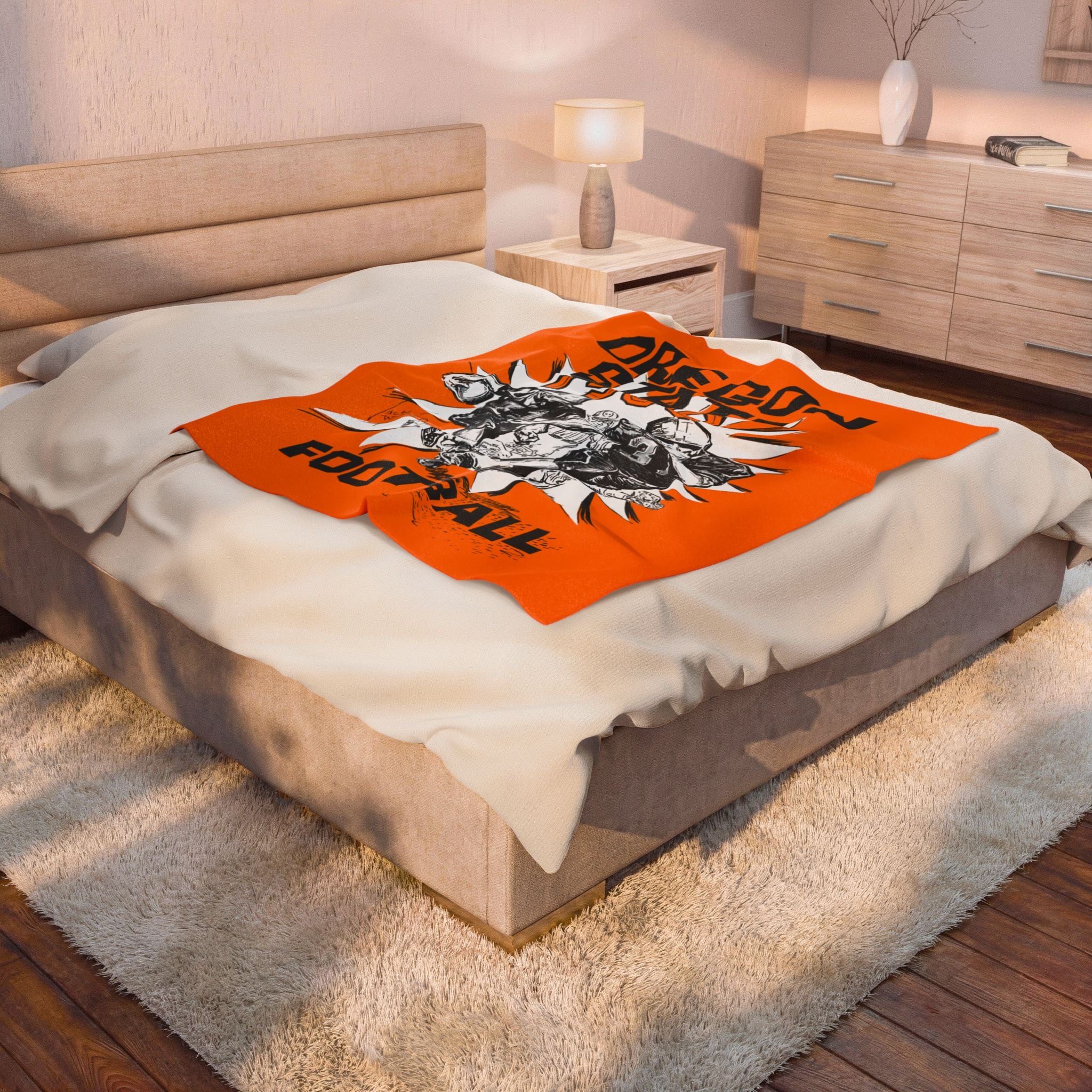 Velveteen Plush Blanket, 1960 Oregon State Football Throw, College Sports Bedding, Home Decor Gift, Game Day Couch Blanket, OSU Beavers Fan