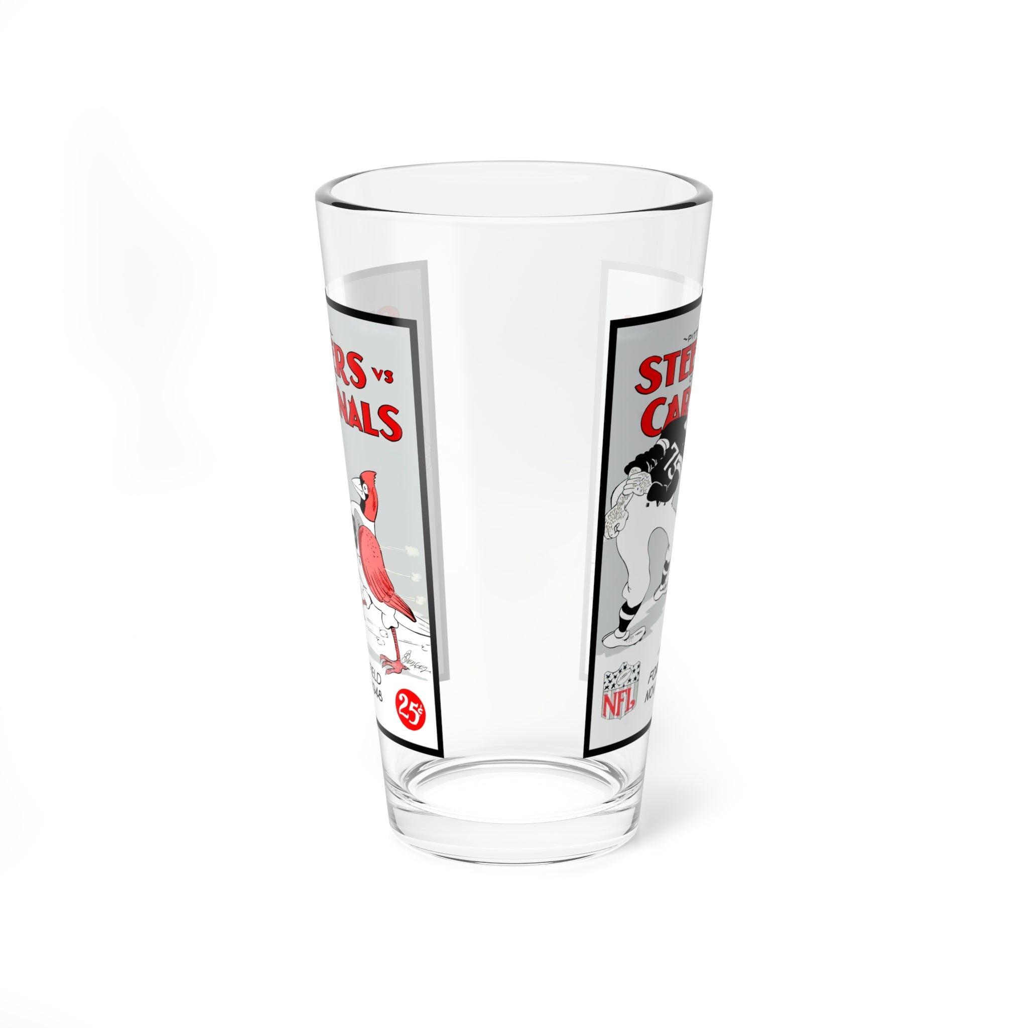 Mixing Glass, 16oz - 1948 Football Chicago Cardinals-Pittsburgh Steelers Football Memorabilia, Beer Tumbler, Sports Barware, Game Day Gift,