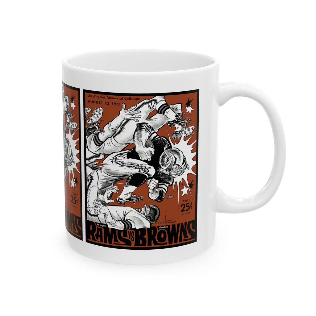 Vintage Football Poster Ceramic Mug — Rams vs Browns Retro Game Program Cover (11oz, 15oz)