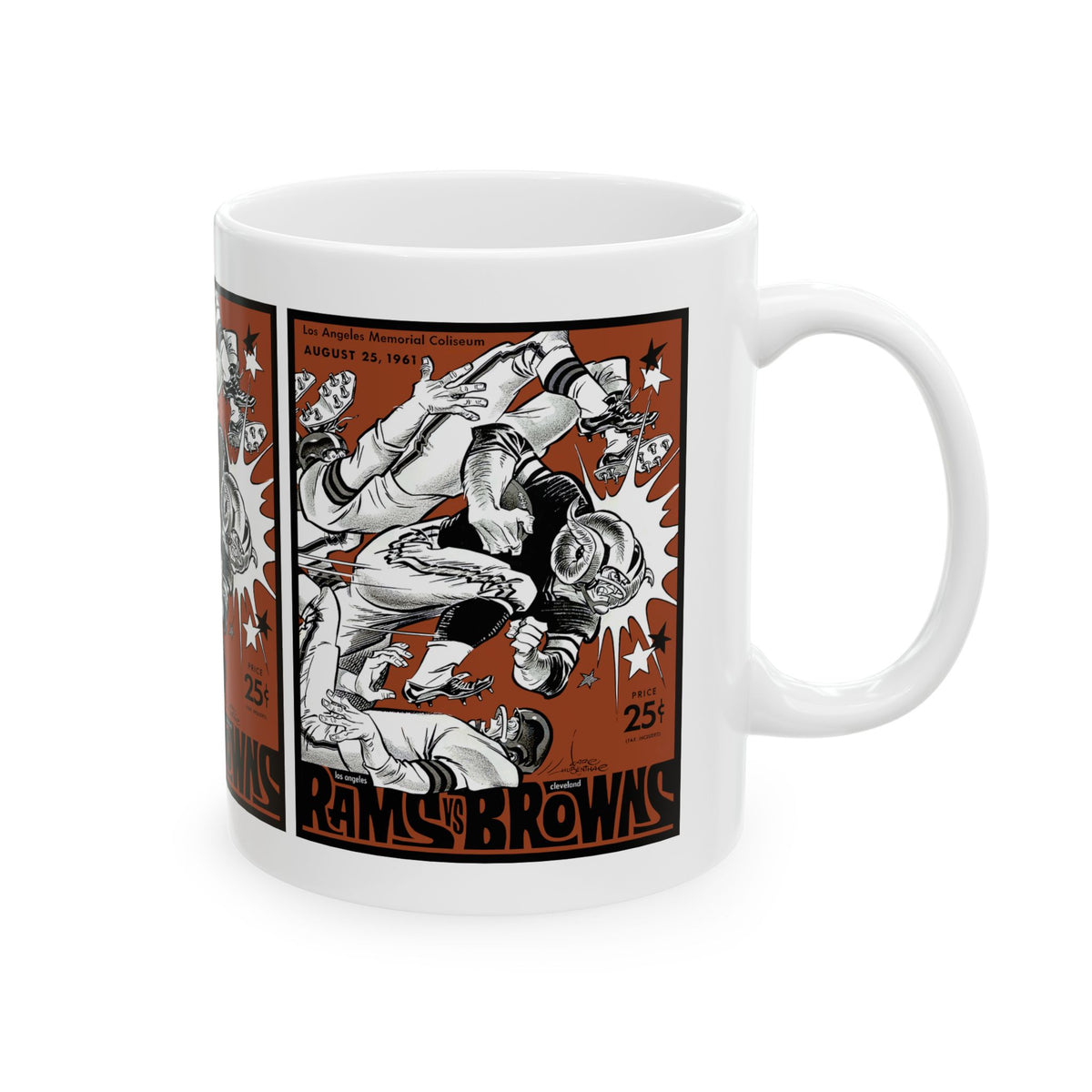 Vintage Football Poster Ceramic Mug — Rams vs Browns Retro Game Program Cover (11oz, 15oz)