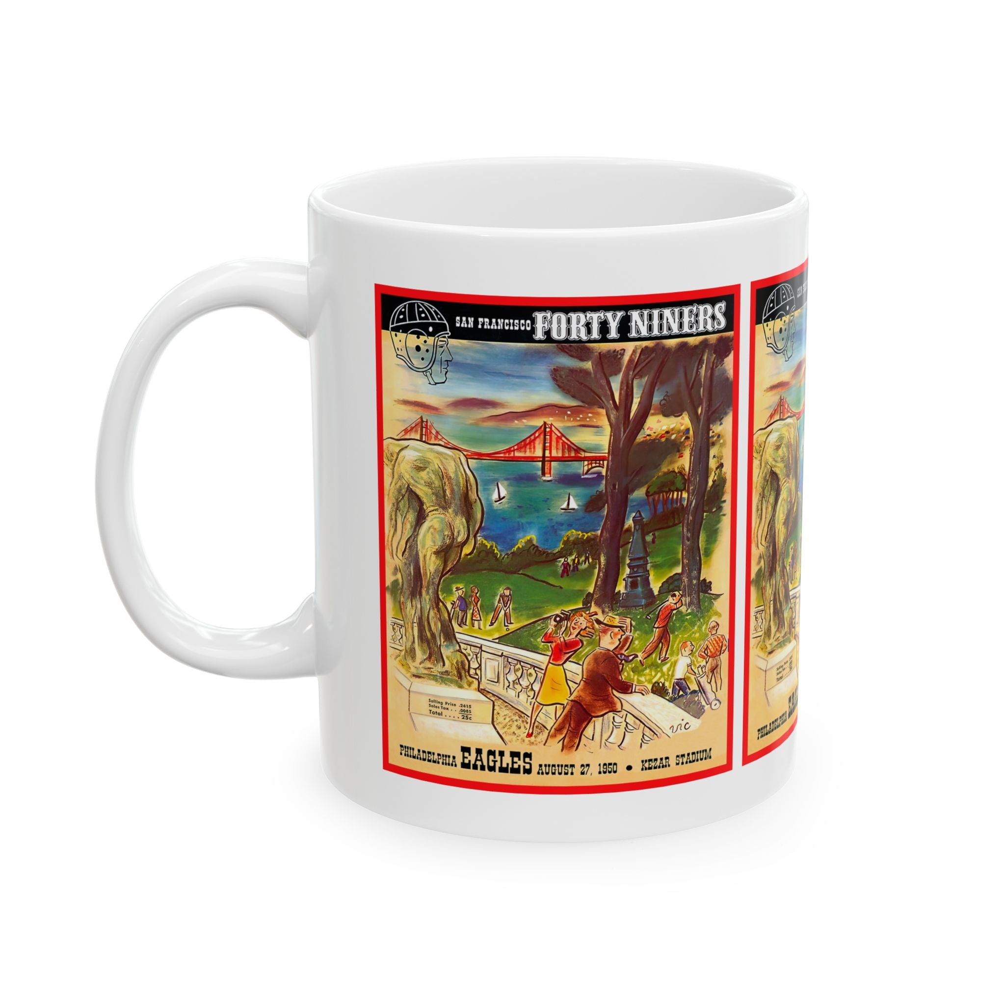 1950 San Francisco 49ers-Philadelphia Eagles Program Cover Vintage Ceramic Mug (11oz/15oz)