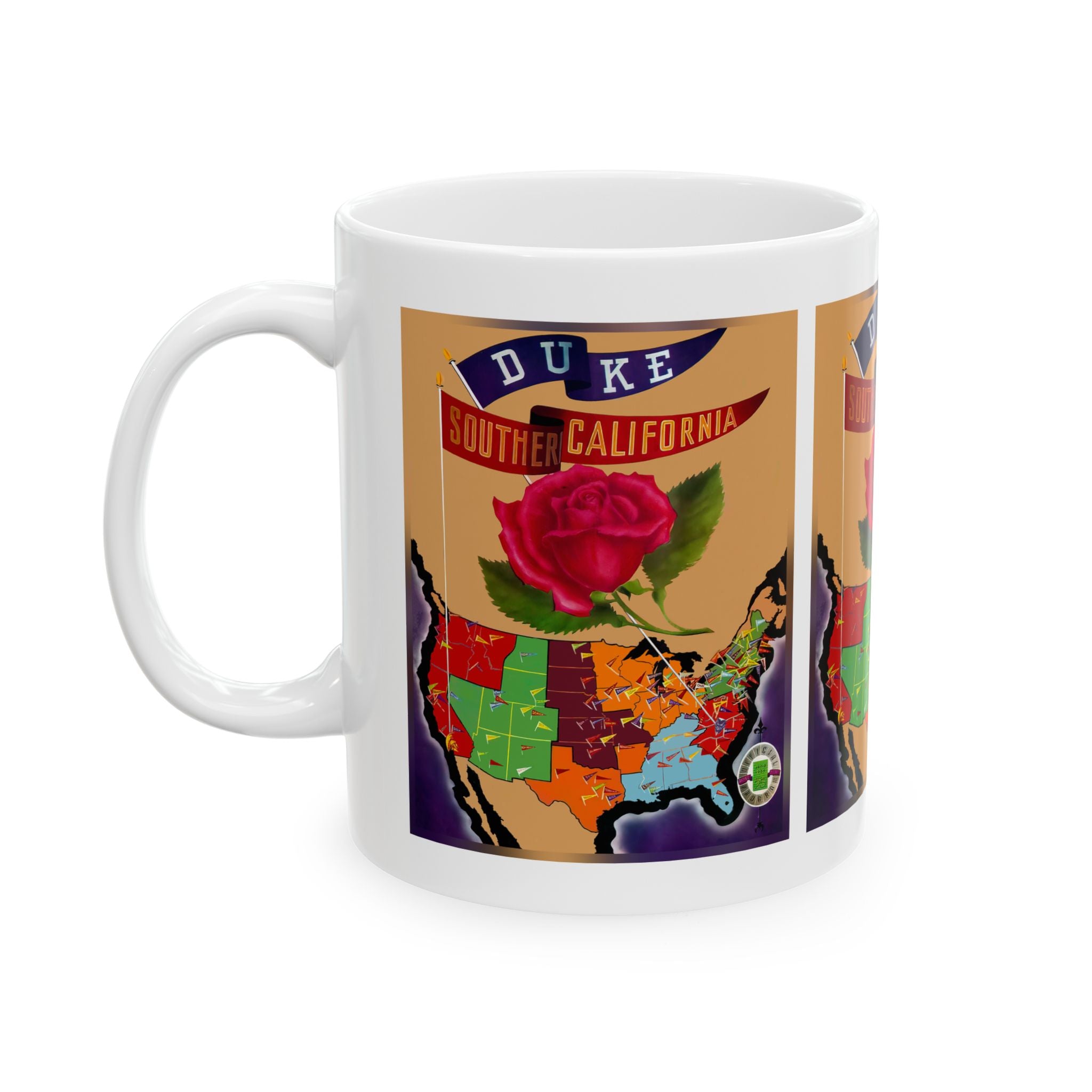 1939 Vintage Rose Bowl - Duke Blue Devils - Southern California Trojans Football Program Cover - Ceramic Mug, 11oz