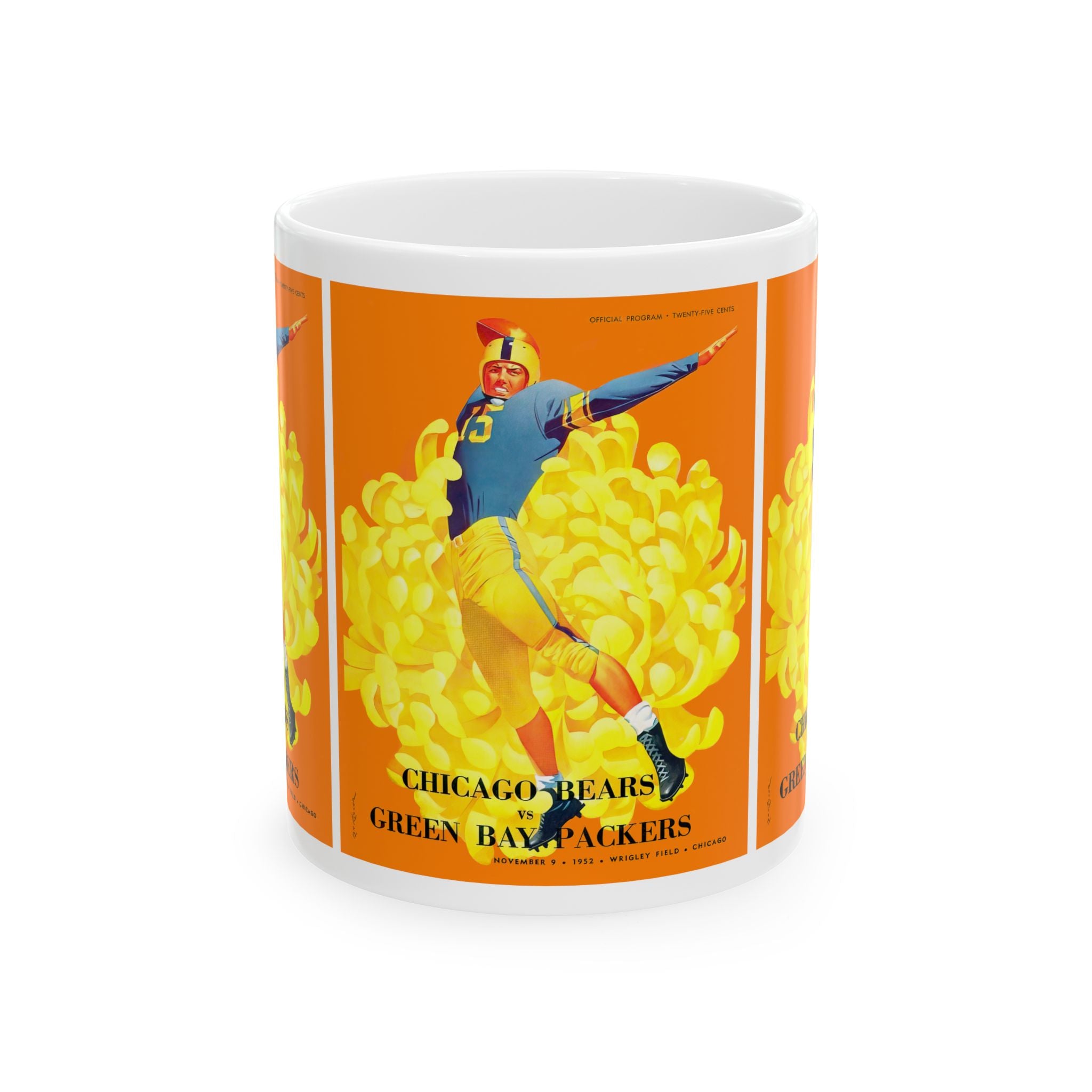 Vintage Football Ceramic Mug, Green Bay Packers Chicago Bears, Sports Fan Gift, Retro Sports Coffee Cup, Fotball Team Rivalry Mug