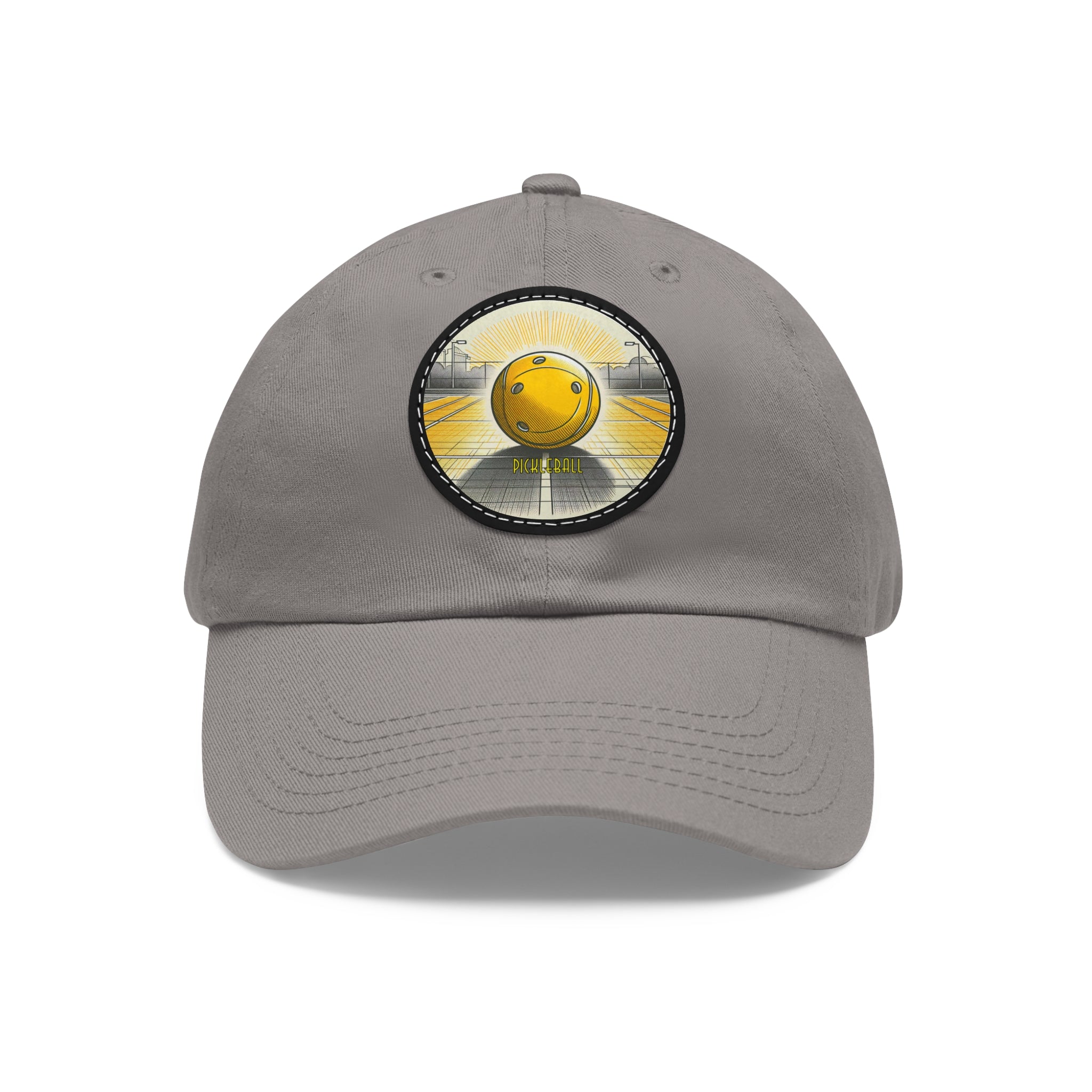 Pickleball - Dad Hat with Leather Patch (Round)
