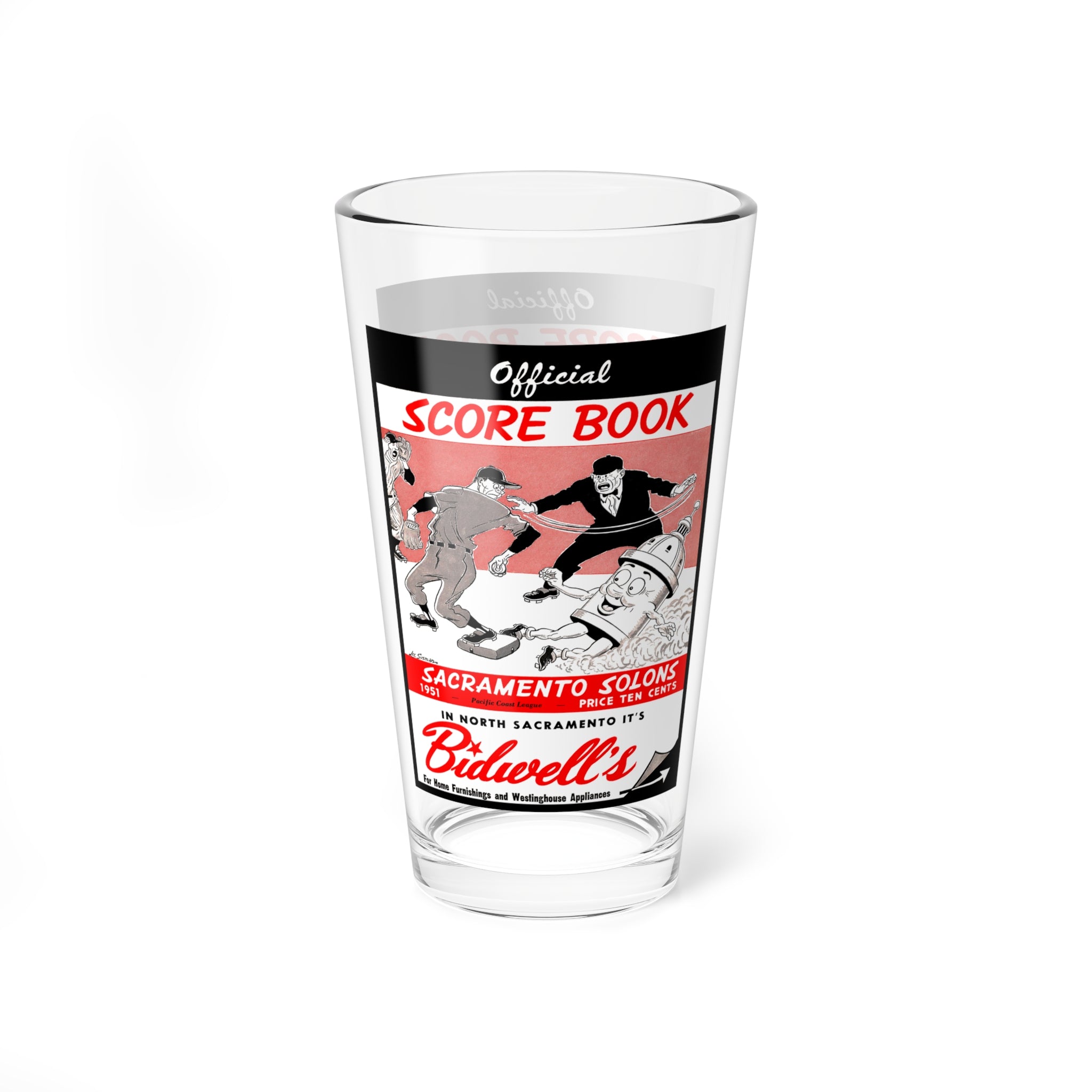 1951 Sacramento Solons Baseball Mixing Glass, 16oz