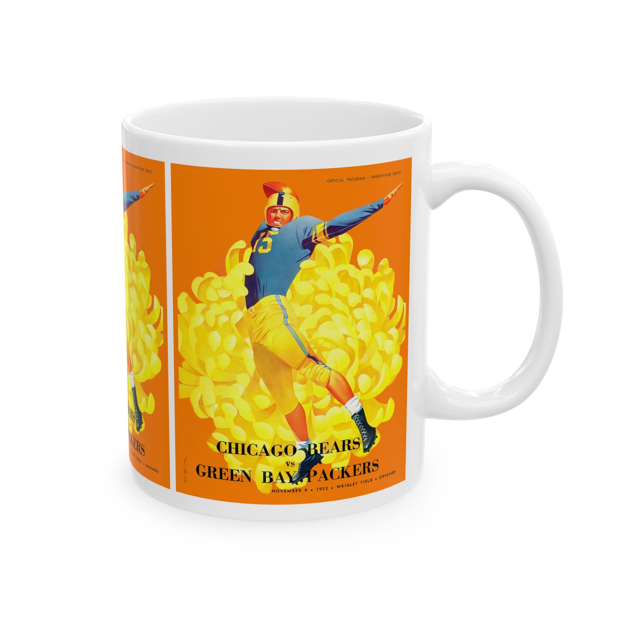 Vintage Football Ceramic Mug, Green Bay Packers Chicago Bears, Sports Fan Gift, Retro Sports Coffee Cup, Fotball Team Rivalry Mug
