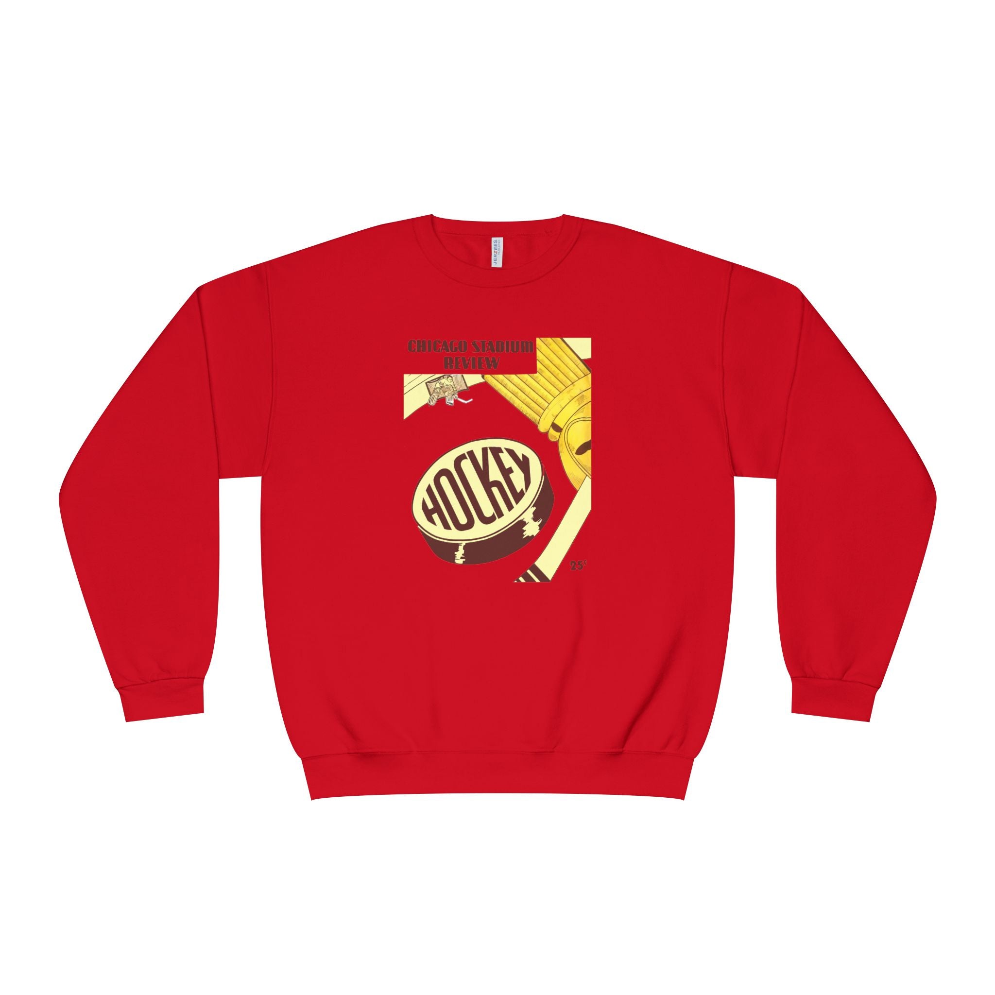 1947-1948 Vintage Chicago Black Hawks Hockey Program Cover  -  NuBlend® Crewneck Sweatshirt