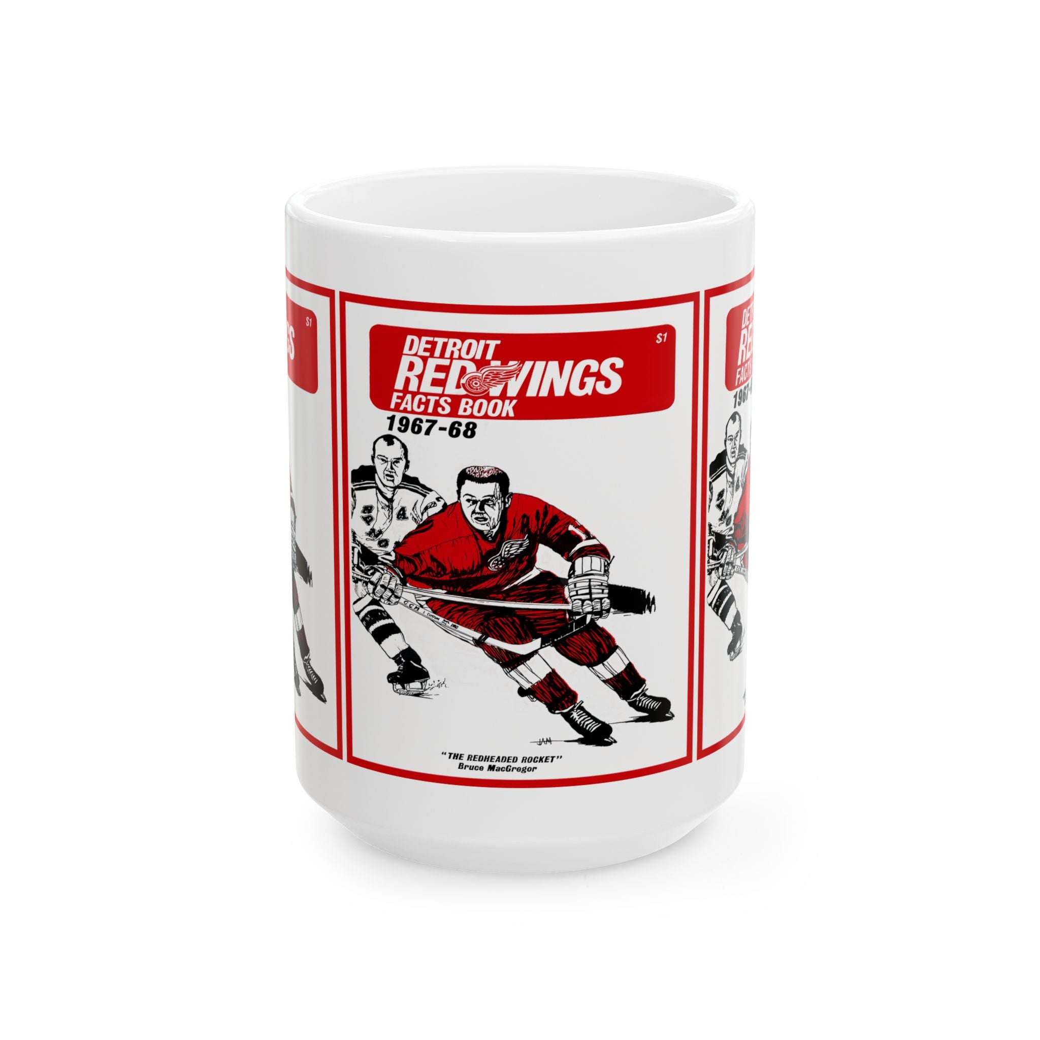 Vintage Detroit Red Wings Hockey Ceramic Mug, 1967-1968 Memorabilia, Coffee Cup Gift, Sports Fan Collectible, Hockey Team Logo Drinkware,