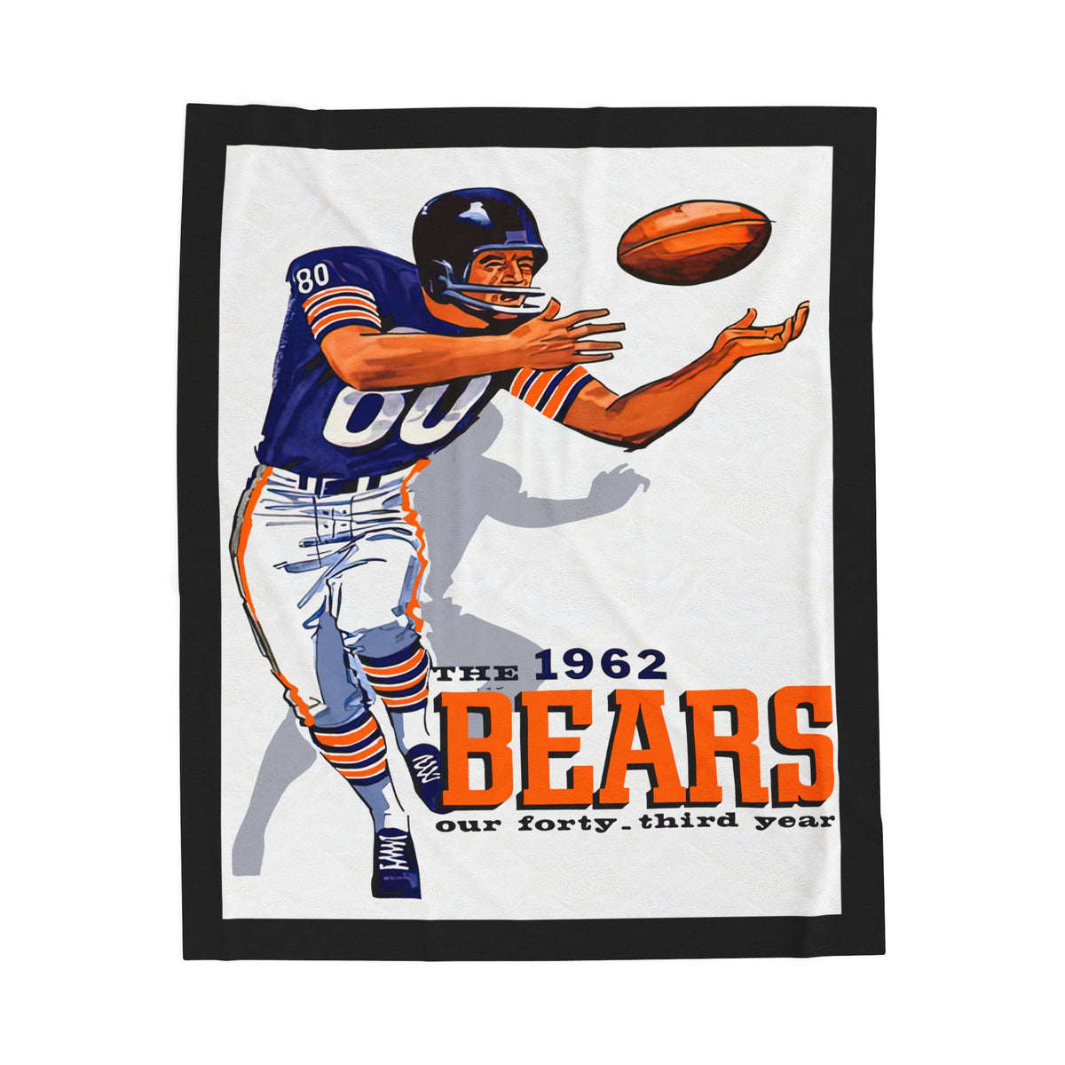 1962 Vintage Bears Football Velveteen Plush Blanket -Throw for Fans & Game Day