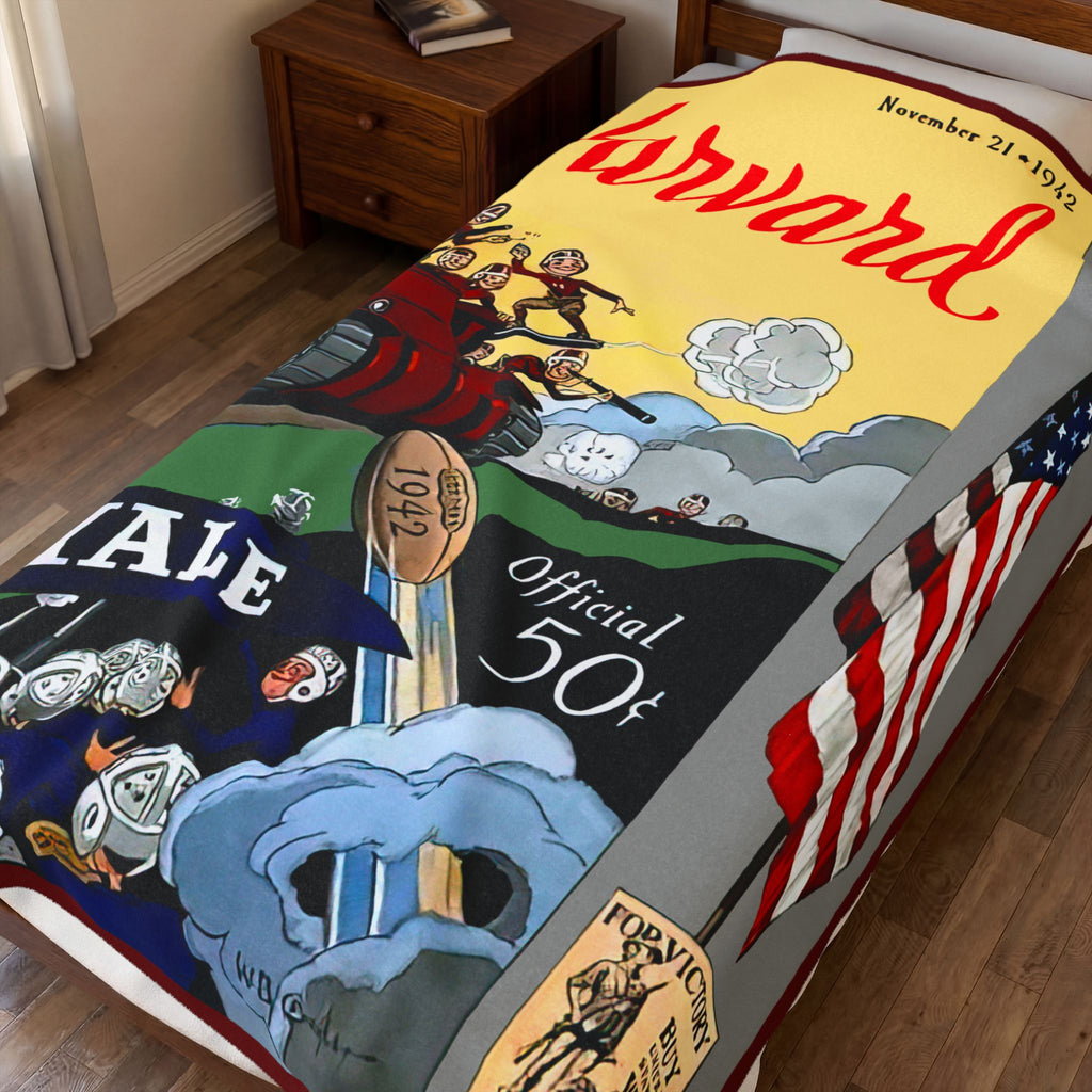 1942 Harvard vs Yale Vintage Game Day Velveteen Plush Blanket