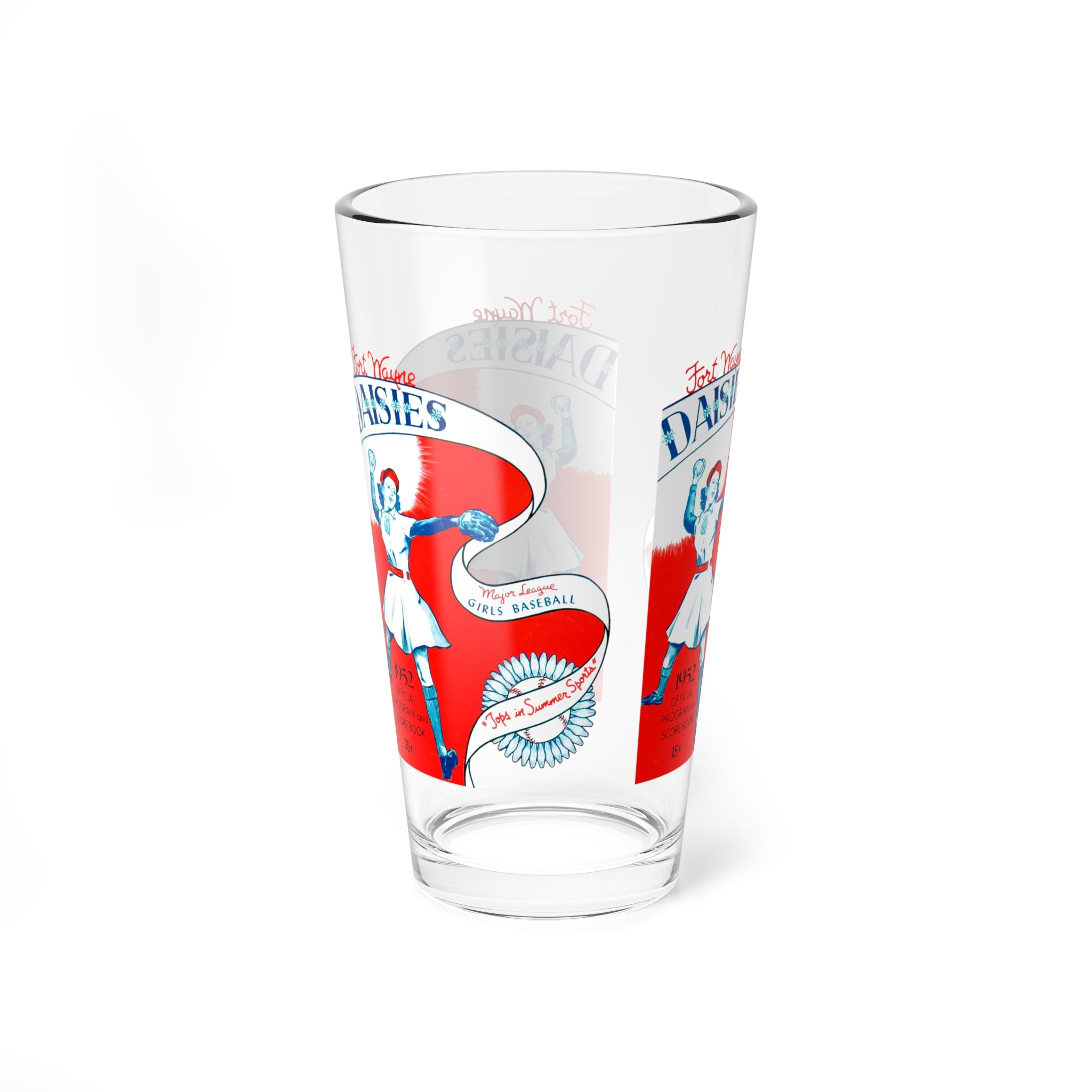 1952 Vintage Fort Wayne Daises Baseball Program Cover  -  Pint Glass, 16oz