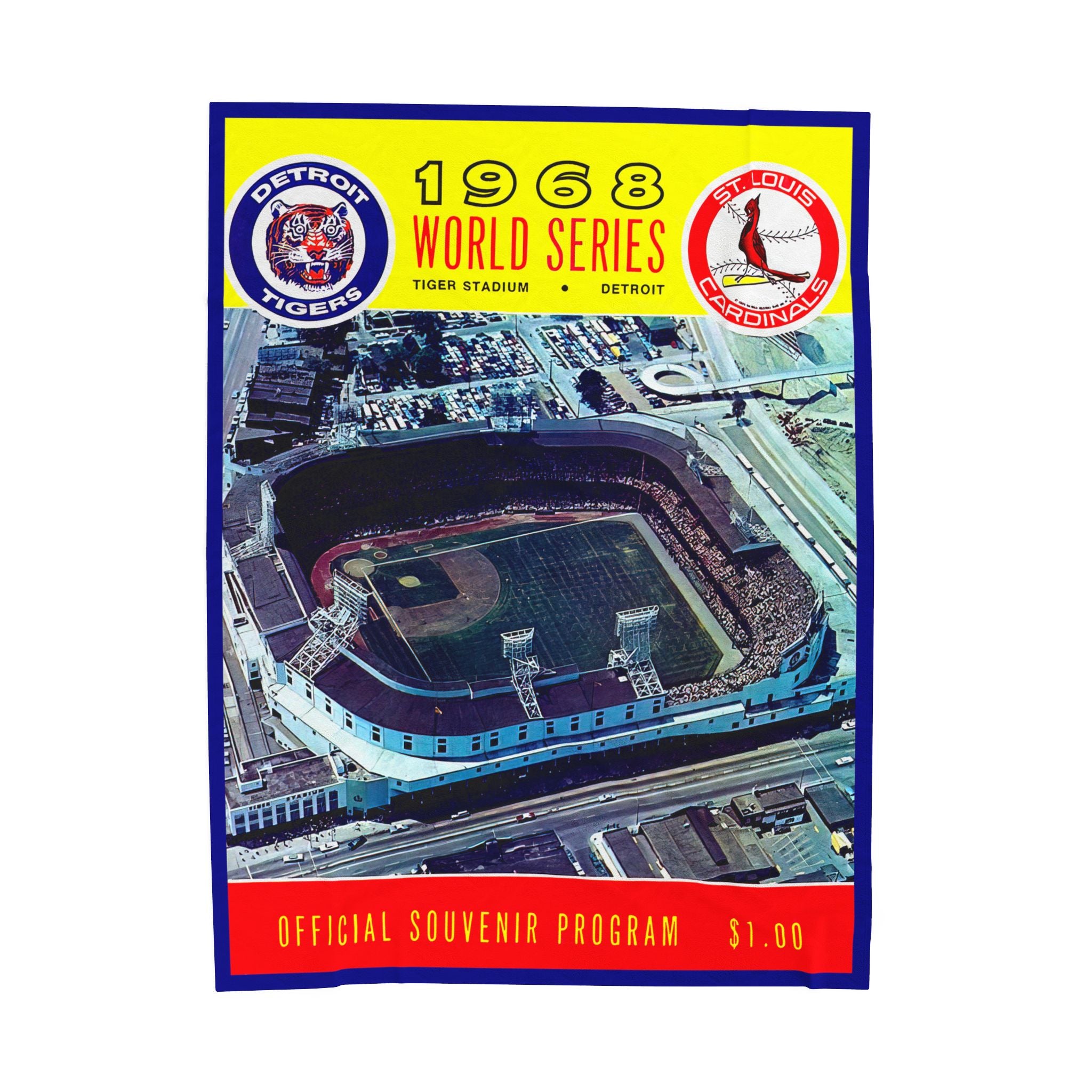Velveteen Plush Blanket, 1968 Baseball World Series Tigers Cardinals Design, Throw Blanket, Sports Fan Gift, Home Decor, Cozy Bedding, Warm