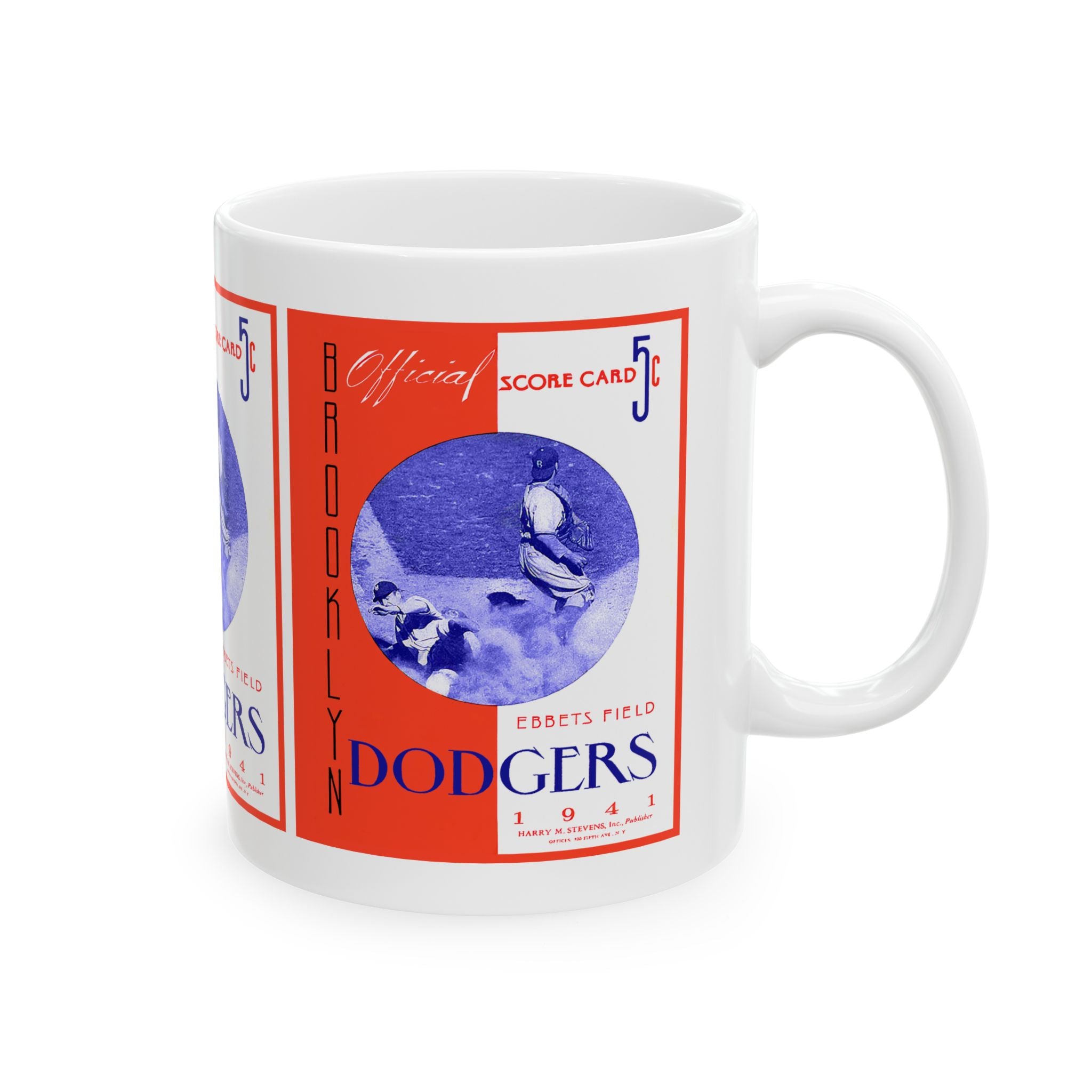 Baseball Mug, Vintage Sports Cup, Ebbets Field Fan Gift, 1941 Brooklyn Dodgers, Ceramic Coffee Mug, 11oz 15oz Tea Cup