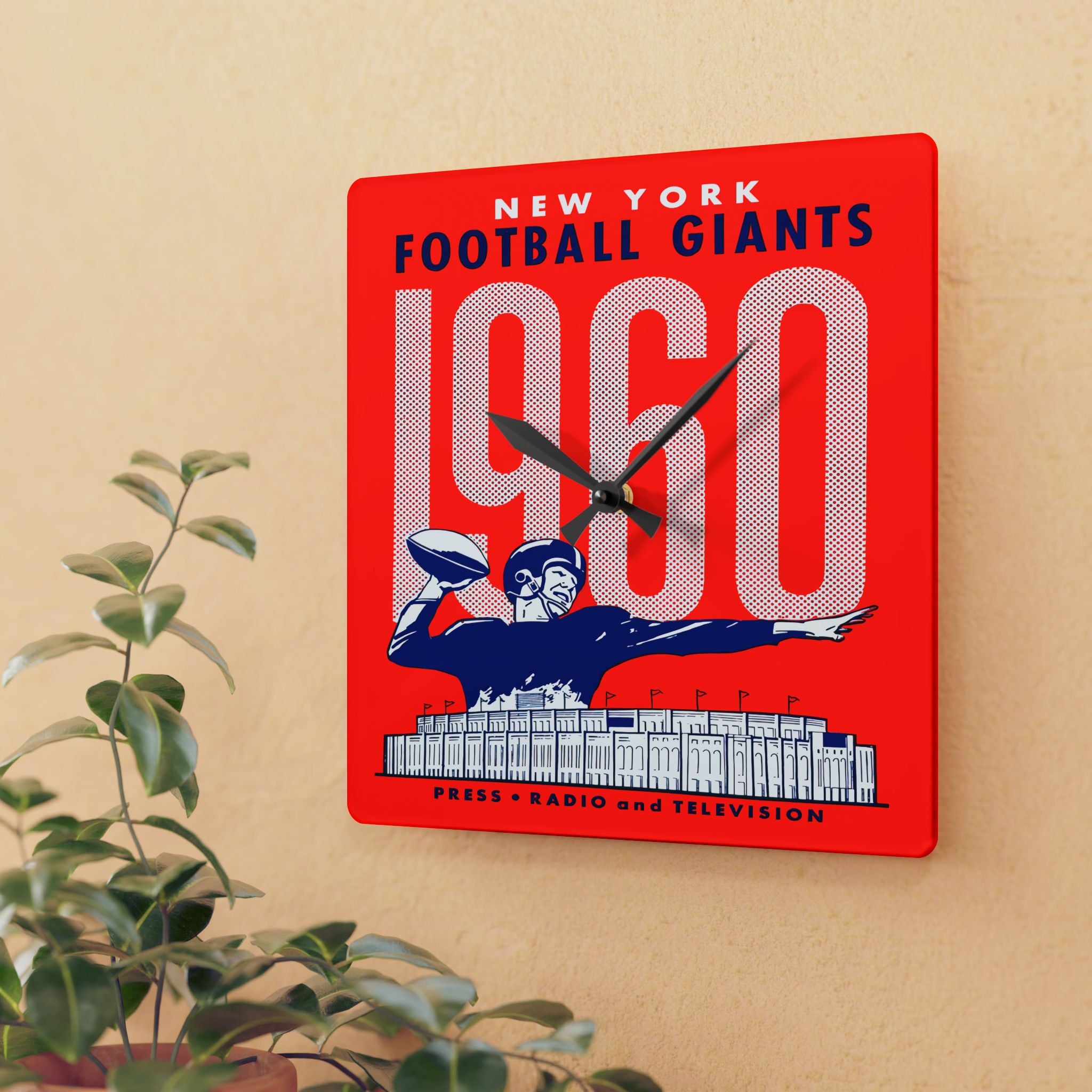1960 Vintage New York Giants Football Media Guide Cover - Acrylic Wall Clock