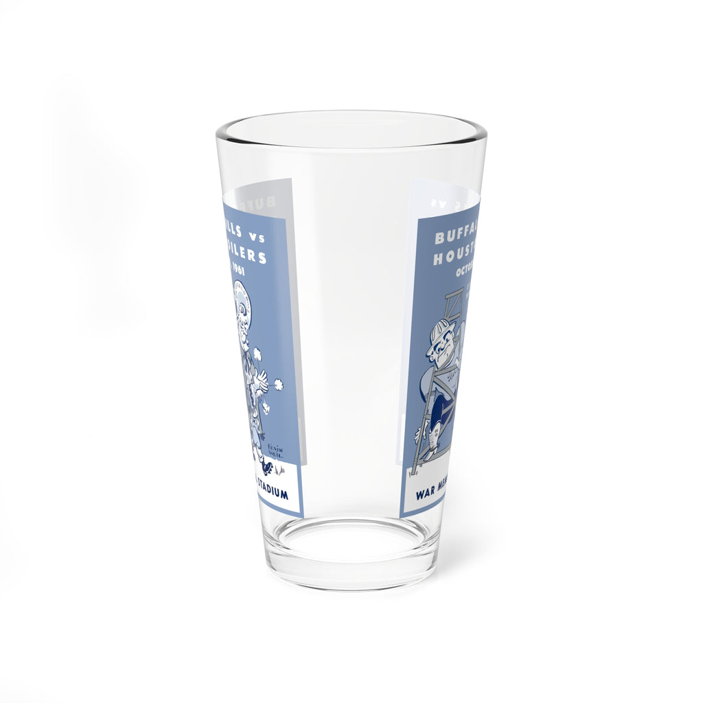 Mixing Glass, 16oz - Retro 1961 Football Buffalo Bills Houston Oilers, Sports Bar Glassware, Beer Glass, Gift for Sports Fans, Game Day