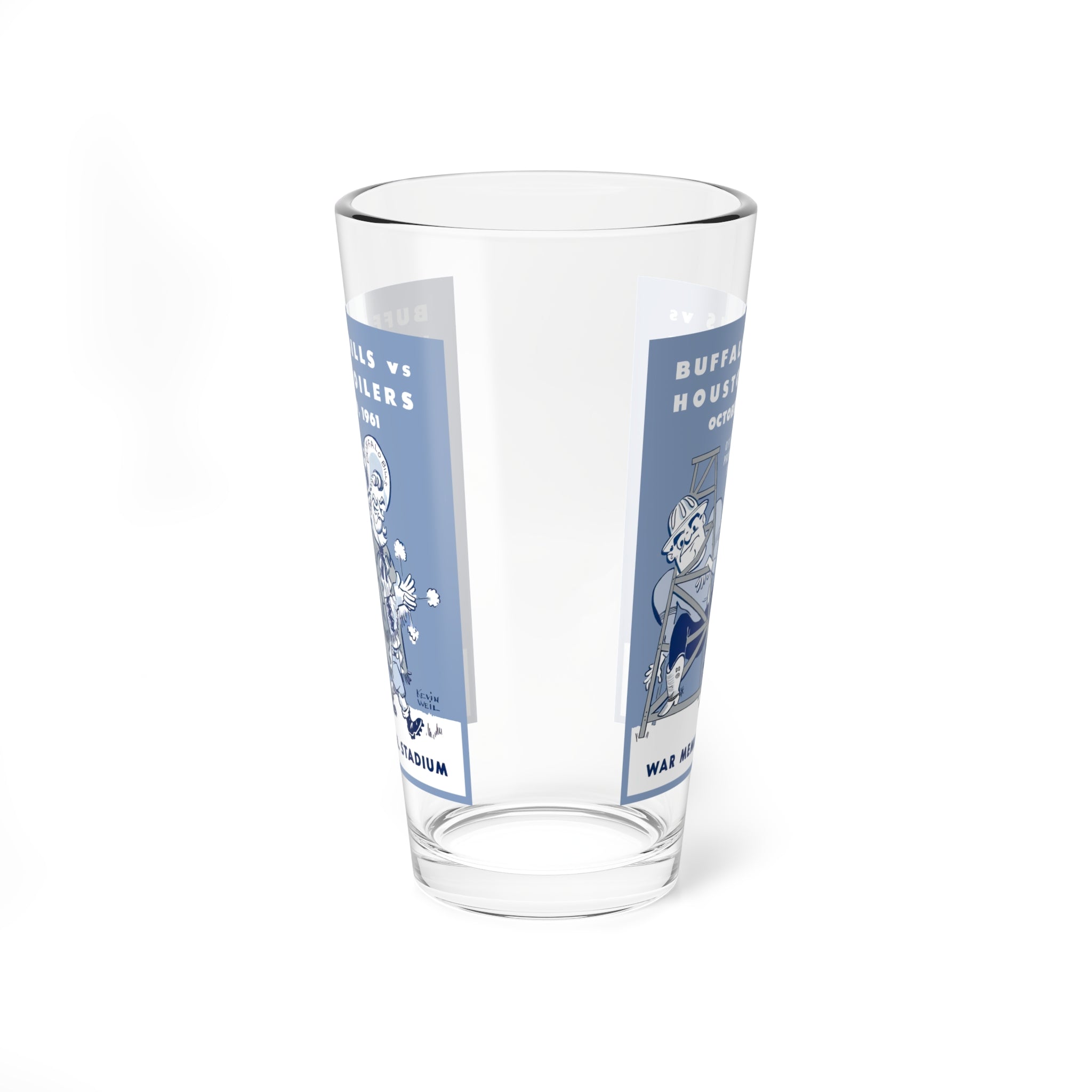 Mixing Glass, 16oz - Retro 1961 Football Buffalo Bills Houston Oilers, Sports Bar Glassware, Beer Glass, Gift for Sports Fans, Game Day