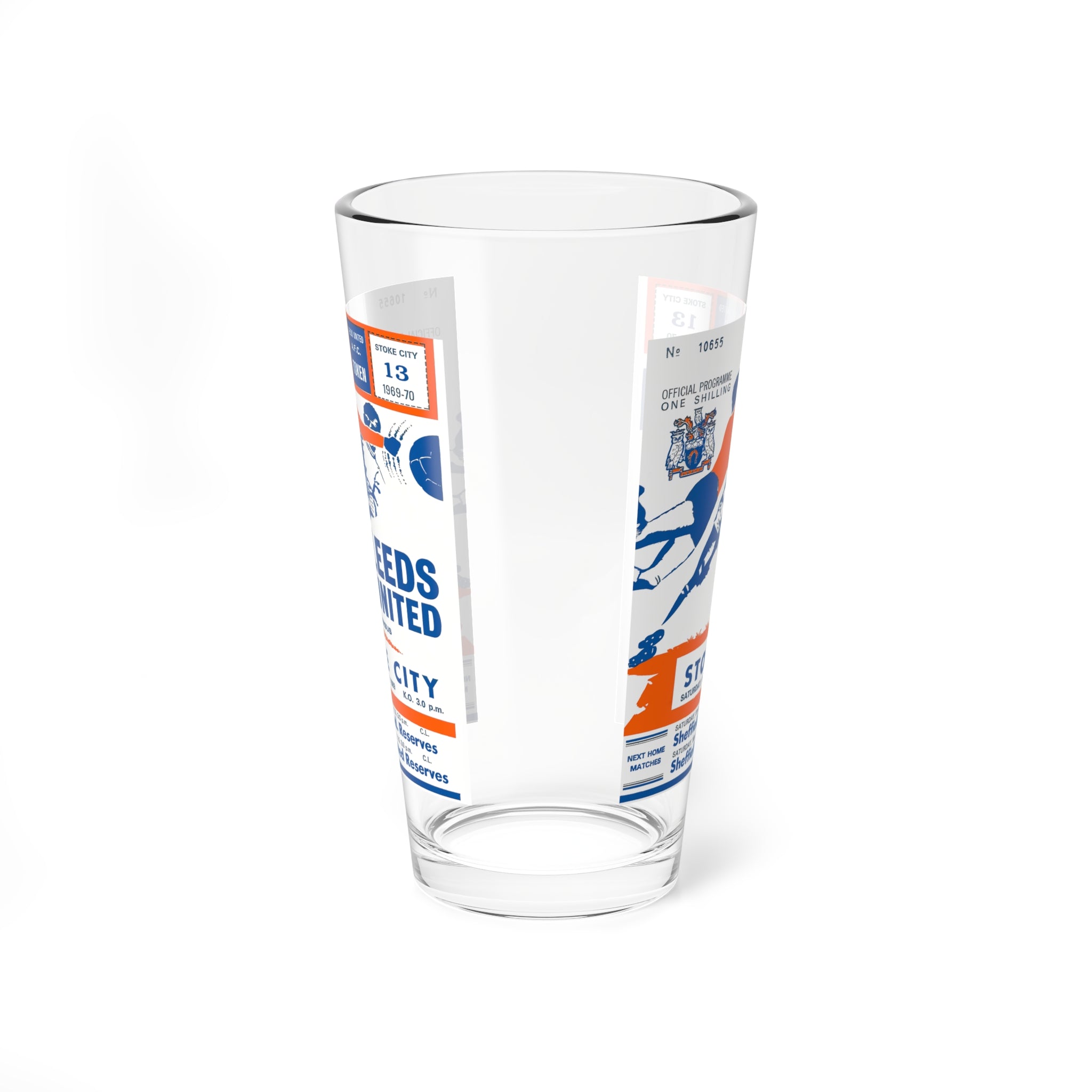 Mixing Glass, 16oz - 1969 Retro English Football Stoke City Leeds United Fan Gift, Soccer Barware, Sports Memorabilia, Beer Glass, Gift for