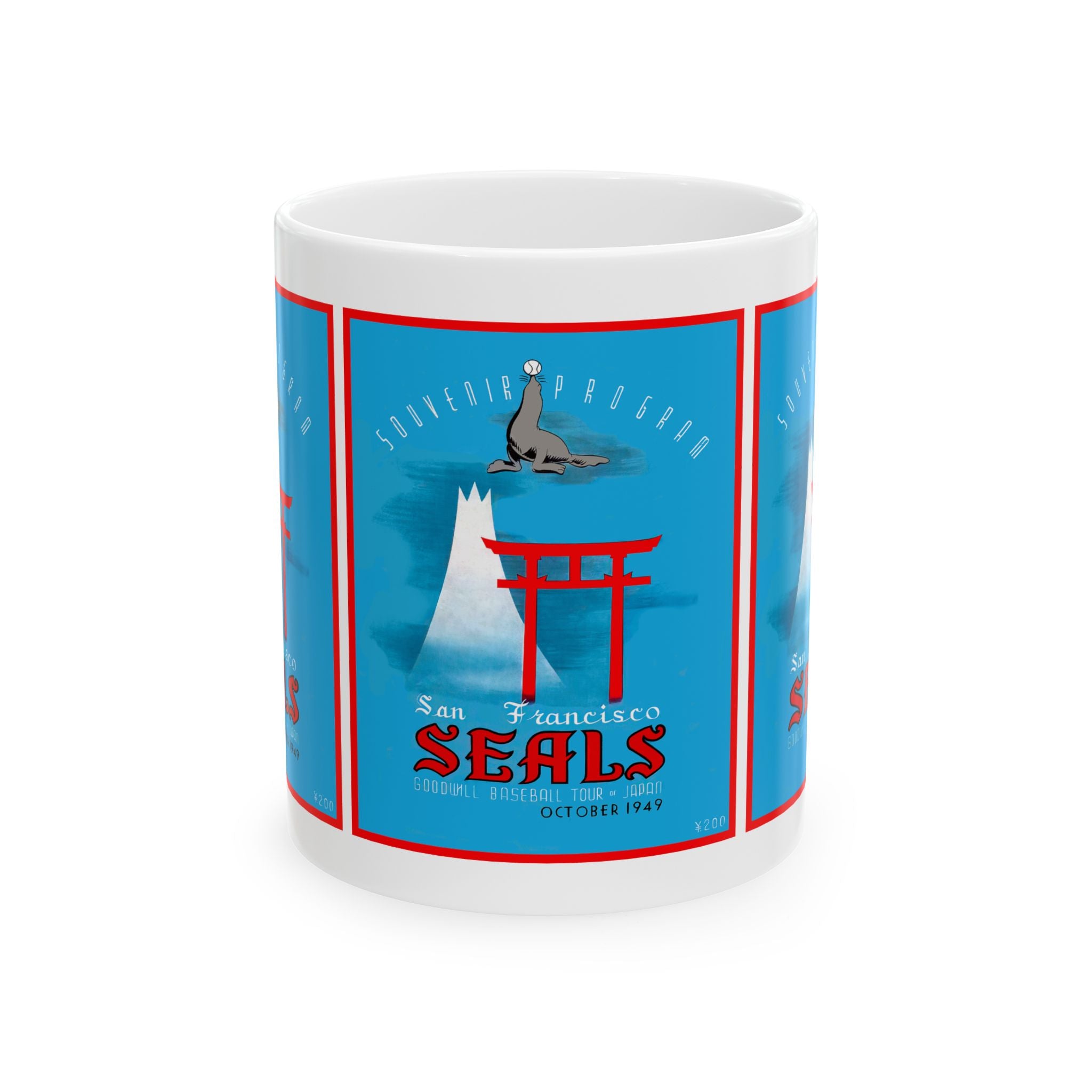 Ceramic Mug, 1949 Baseball San Francisco Seals Japan Tour, Vintage Sports Lover Gift, Baseball Fan Mug, Coffee Cup, Gift for Him, Retro