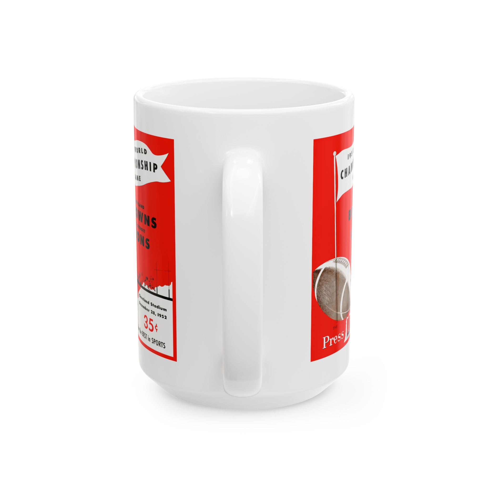 Vintage Football Ceramic Mug, Retro Sports Drinkware, Gift for Cleveland Browns and Detroit Lions Fans, Football Memorabilia Decor