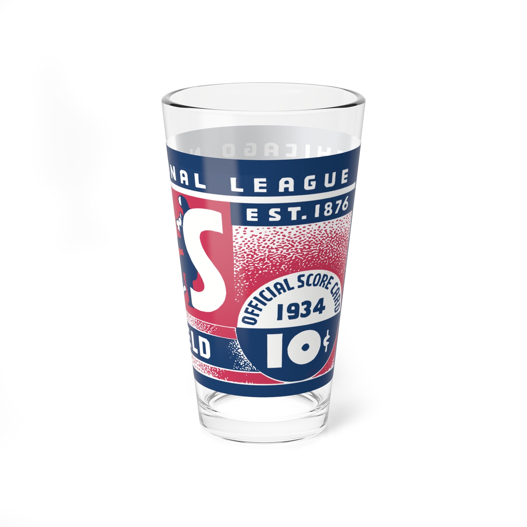 Mixing Glass, Chicago Cubs Baseball 1934, 16oz - Gift for Sports Fans, Collectible Glass, Baseball Memorabilia, Barware, Sports Decor