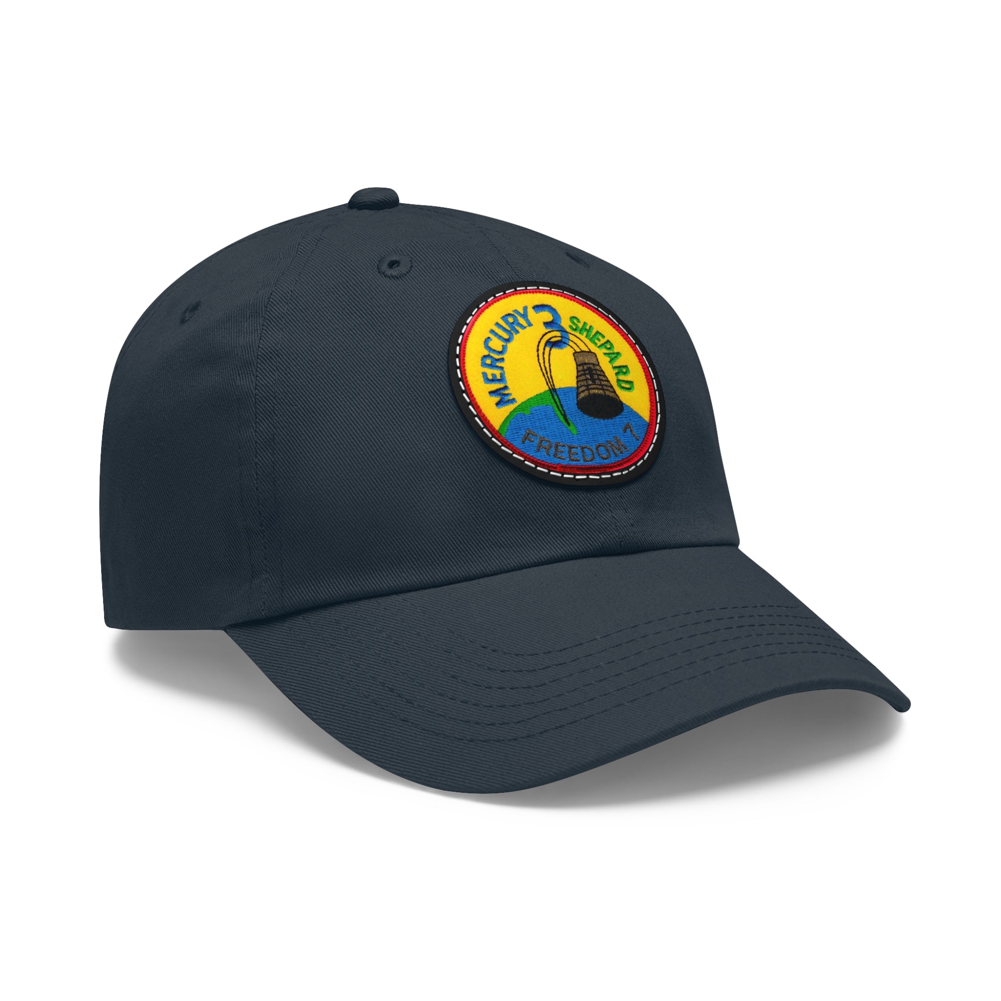 NASA Mercury 3 - Friendship 7 Flight Patch - Dad Hat with Leather Patch (Round)