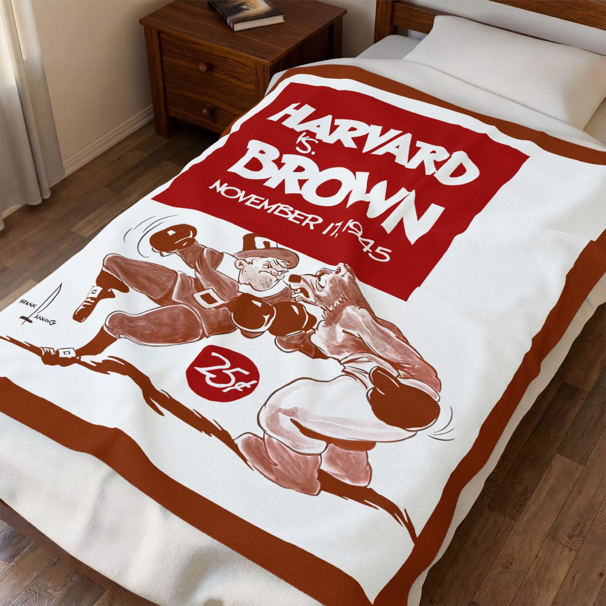 1945 Harvard vs. Brown Vintage Game Day Velveteen Plush Blanket