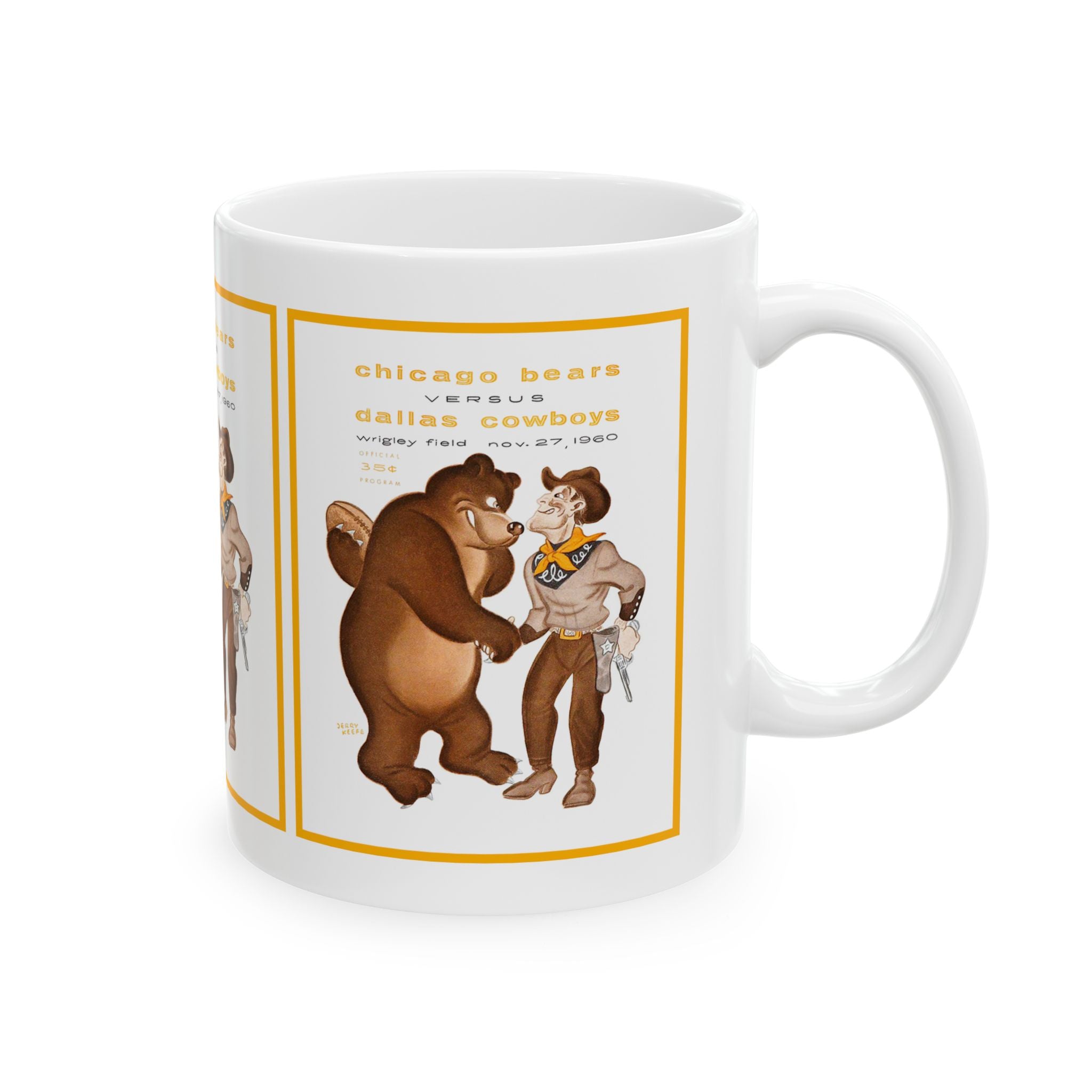 Football Bears Cowboys Ceramic Mug, 1960 Vintage Sports Fans Gift, Coffee Cup, Tea Mug, Team Spirit, Sports Memorabilia