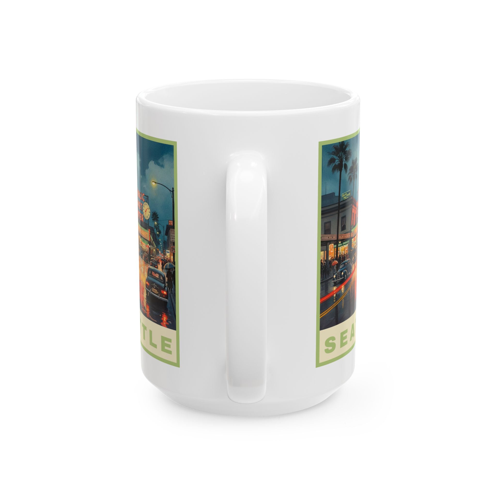 Seattle Street View Public Market Mug | City Coffee Cup 11oz and 15oz