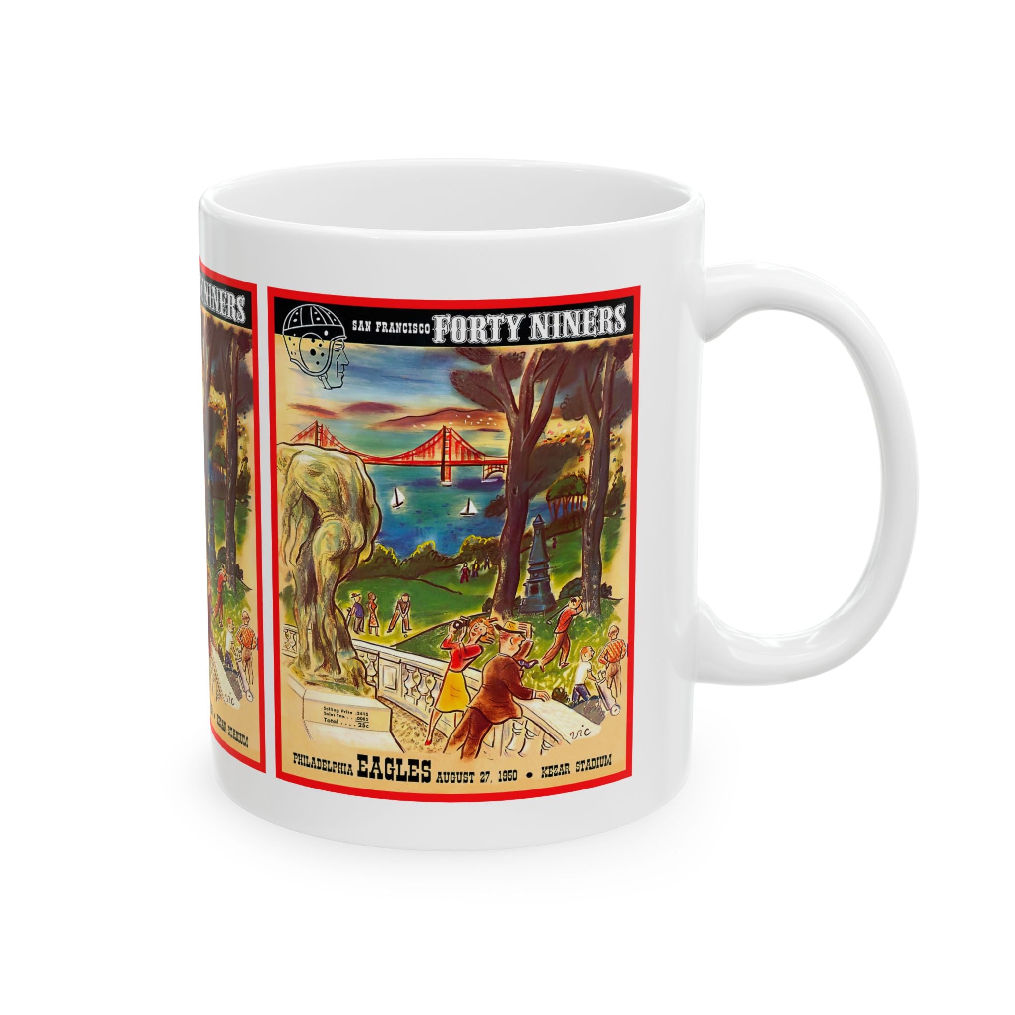 1950 San Francisco 49ers-Philadelphia Eagles Program Cover Vintage Ceramic Mug (11oz/15oz)