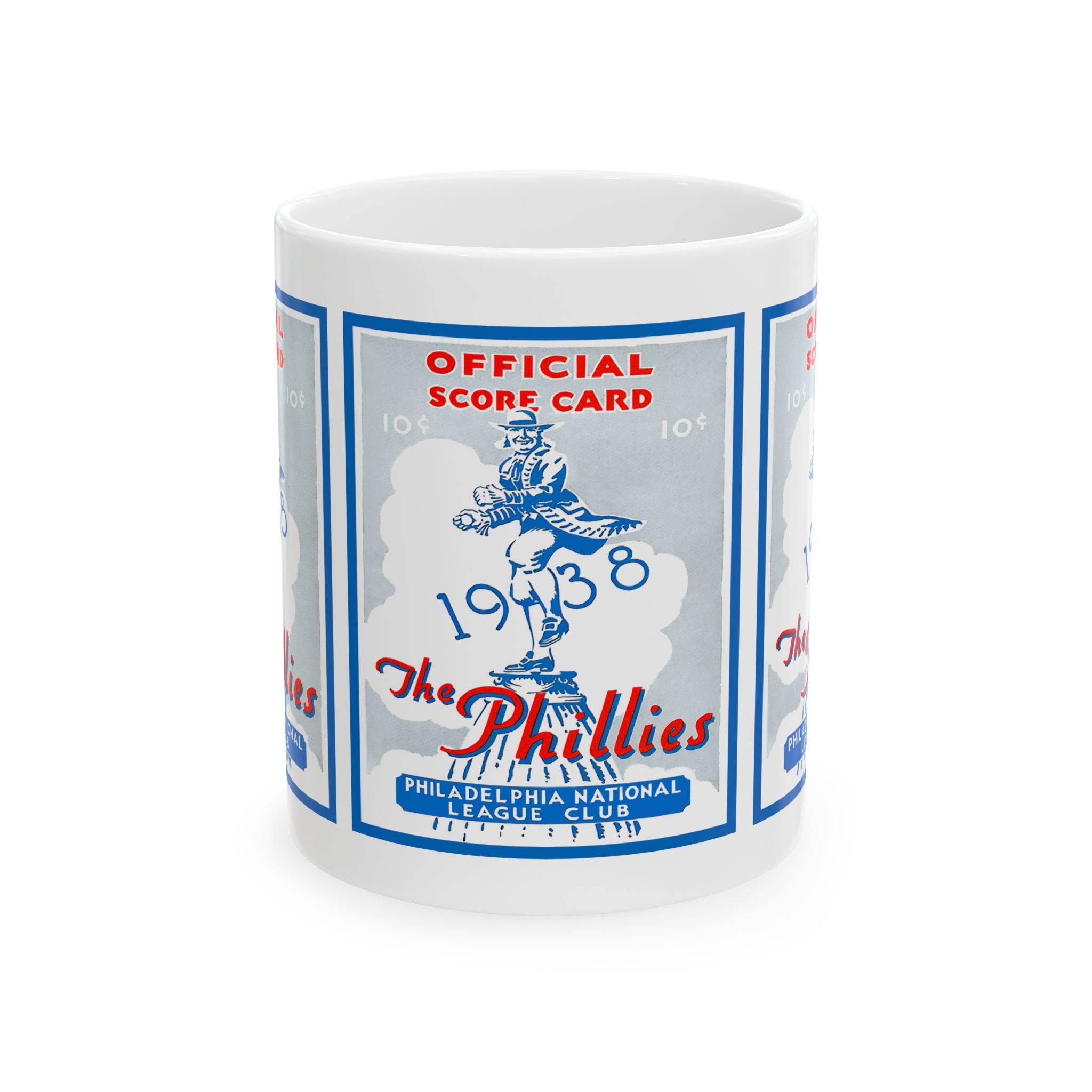 1938 Vintage Philadelphia Phillies Score Card Cover - Ceramic Mug, 11oz