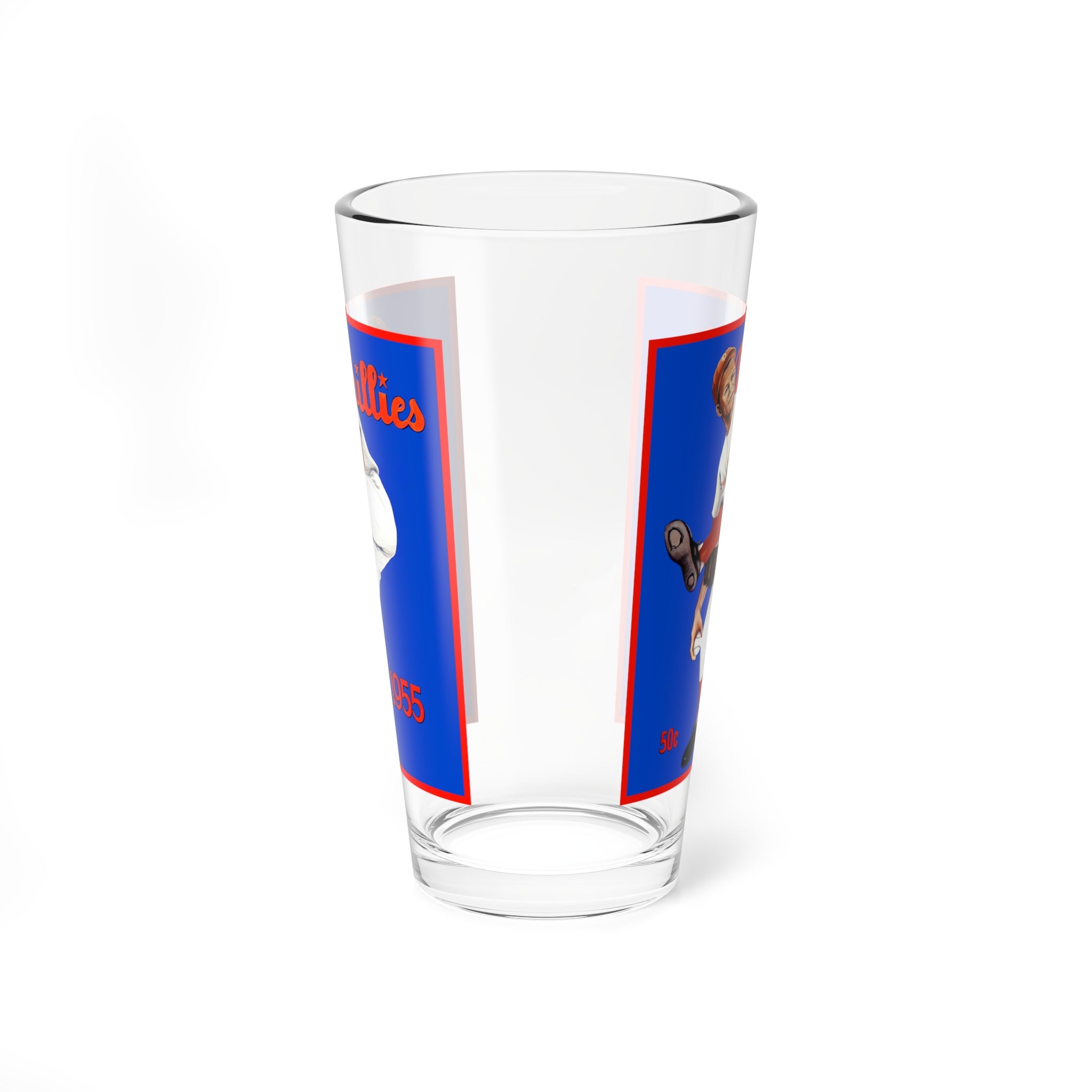 Baseball Mixing Glass, 16oz - 1955 Philadelphia Phillies Yearbook, Gift for Sports Fans, Barware, Baseball Memorabilia, Unique Gift Idea,