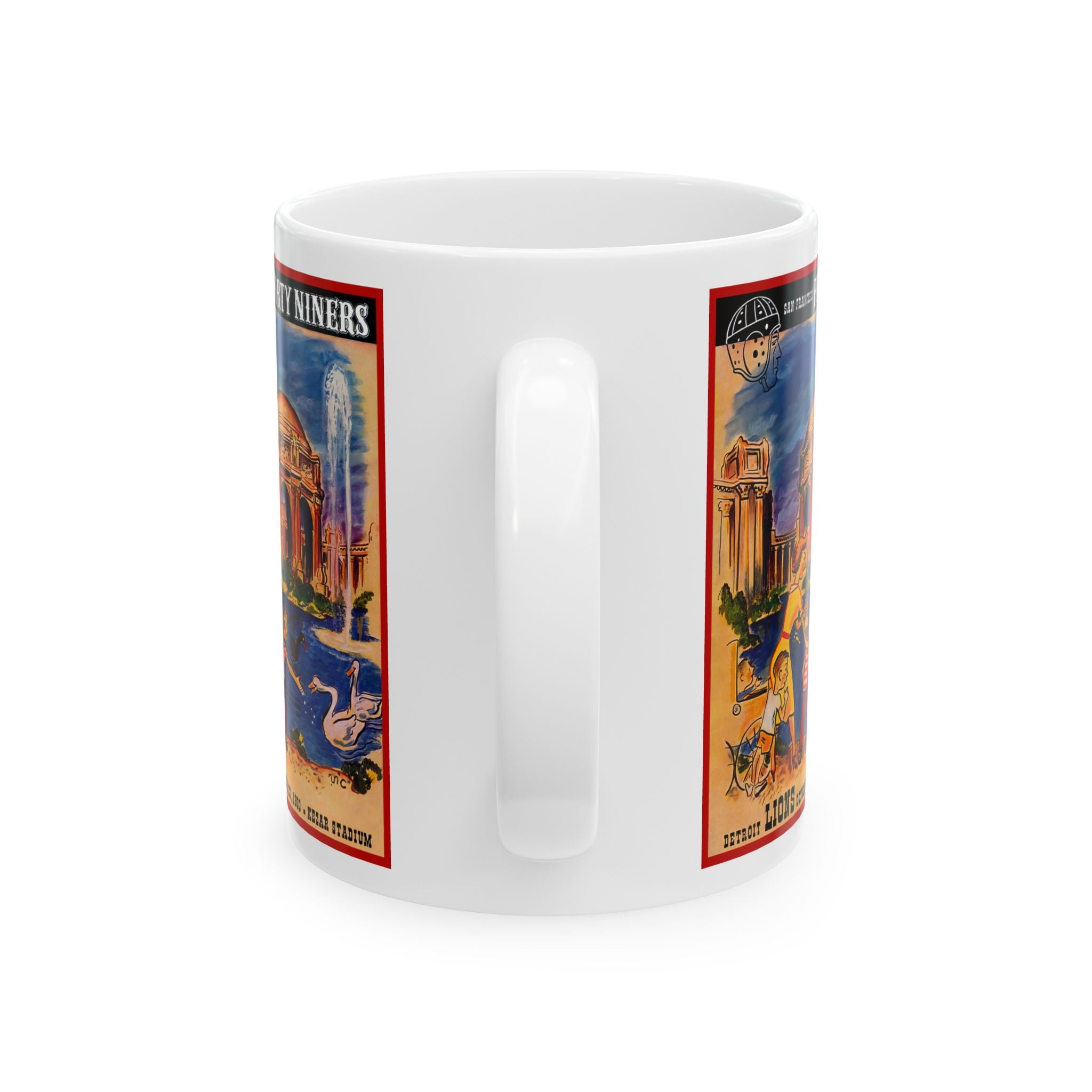 Vintage Football Ceramic Mug, Detroit Lions vs San Francisco 49ers, Retro Sports Fan Gift, Coffee Cup, Thanksgiving Gift, Football