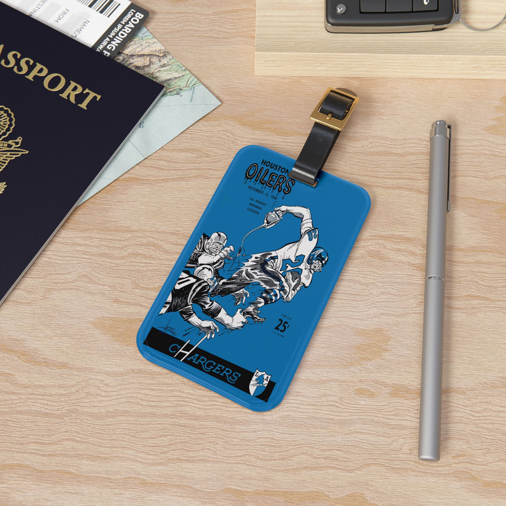 1960 Chargers vs Oilers Luggage Tag | Vintage Football Travel ID