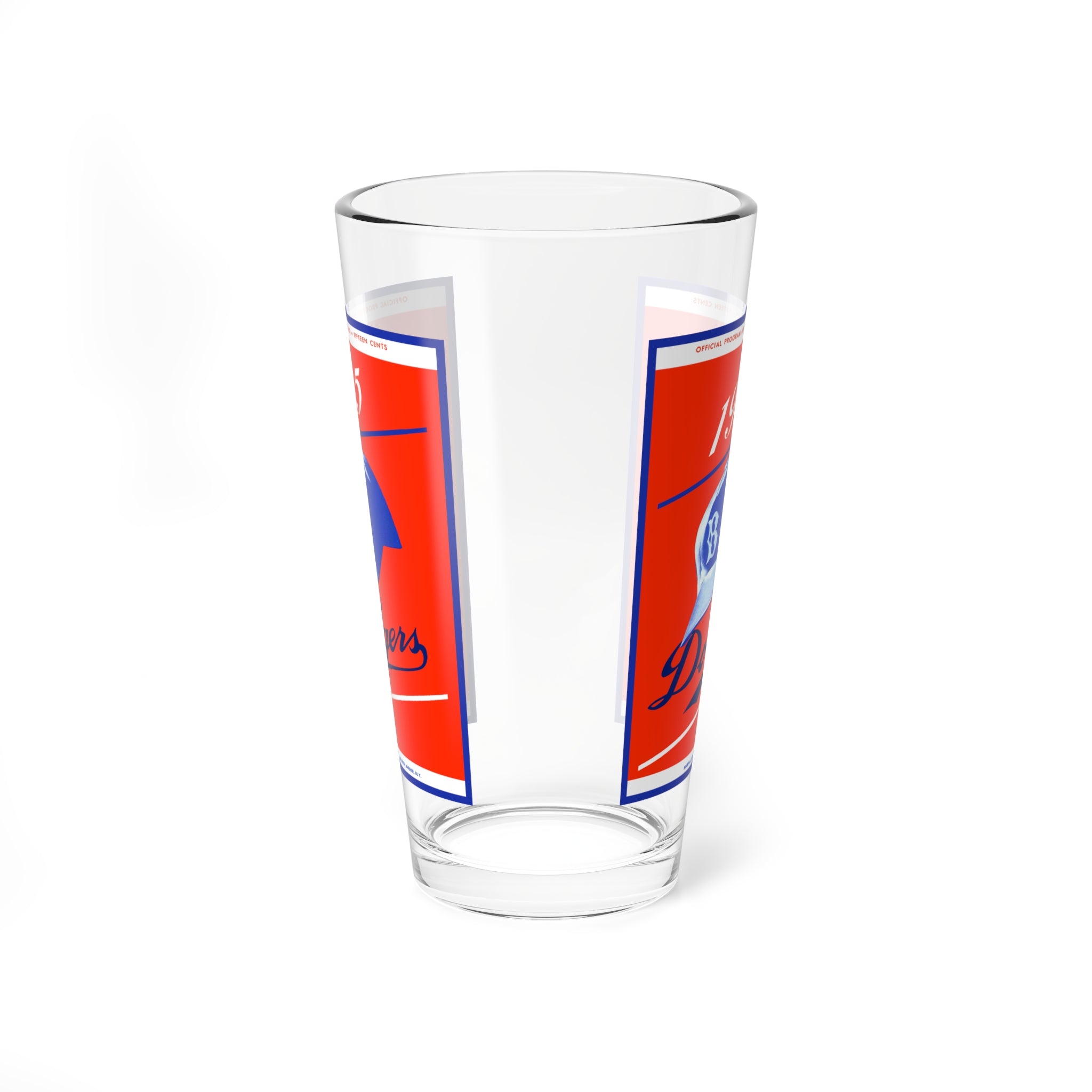 1955 Brooklyn Dodgers Mixing Glass — 16oz Baseball Barware