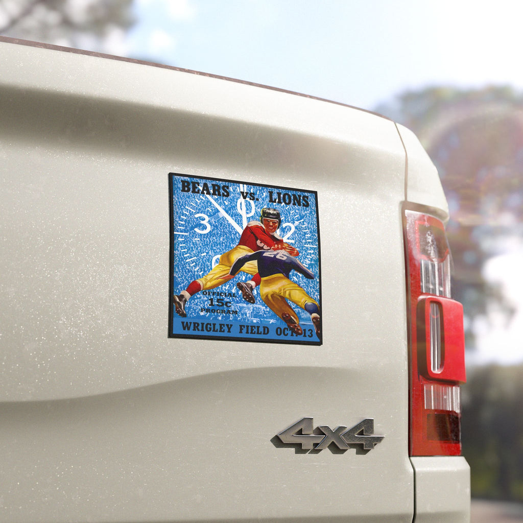 Vintage Football Bears - Lions Car Magnet, Bears vs Lions Sports Fan Gift, Retro 1940s Design, Football Team Rivalry, Tailgating
