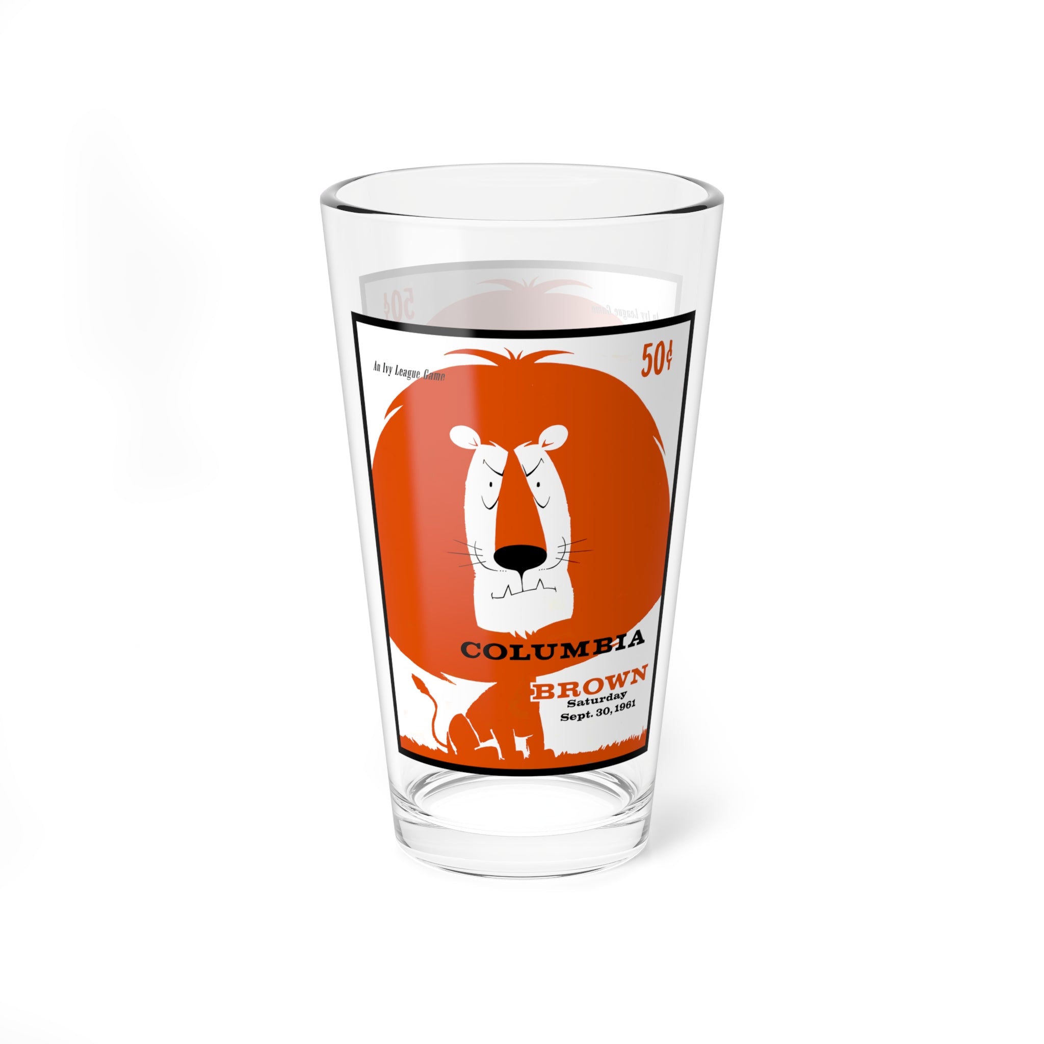 Mixing Glass, 16oz - 1961 Football Columbia-Brown. Unique Barware, Vintage Sports Fan Gift, Game Day Glassware, Retro Drinking Mug, Sports
