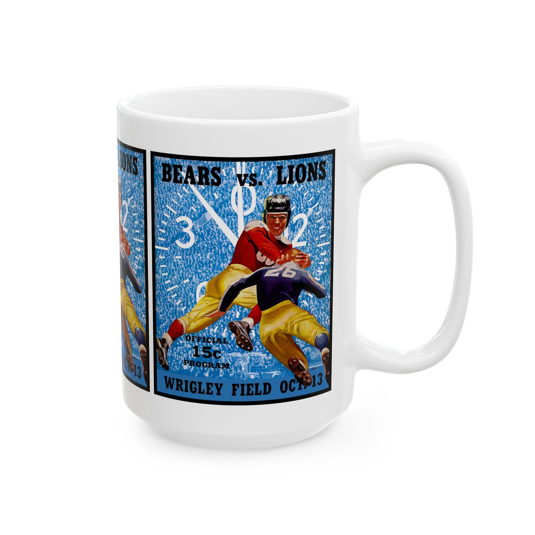 Football Ceramic Mug, 1940 Chicago Bears Detroit Lions Cup for Football Fans, Sports Enthusiasts, Father's Day Gift, Birthday Present