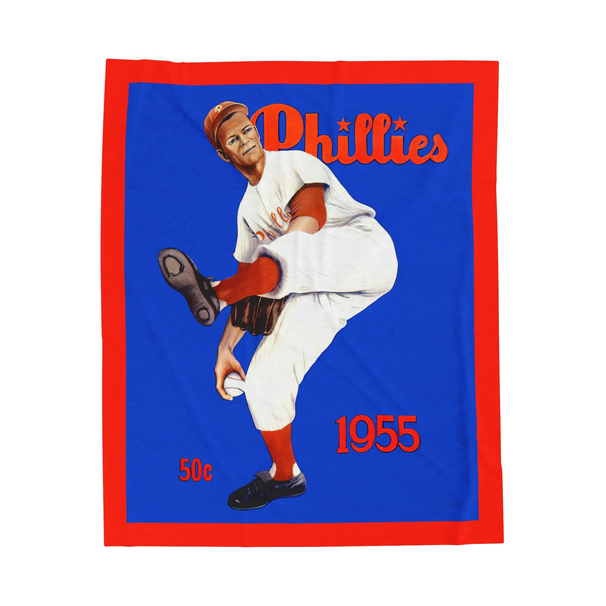 Velveteen Plush Blanket - 1955 Baseball Philadelphia Phillies Yearbook Design, Throw Blanket, Home Decor, Gift for Baseball Fans, Sports