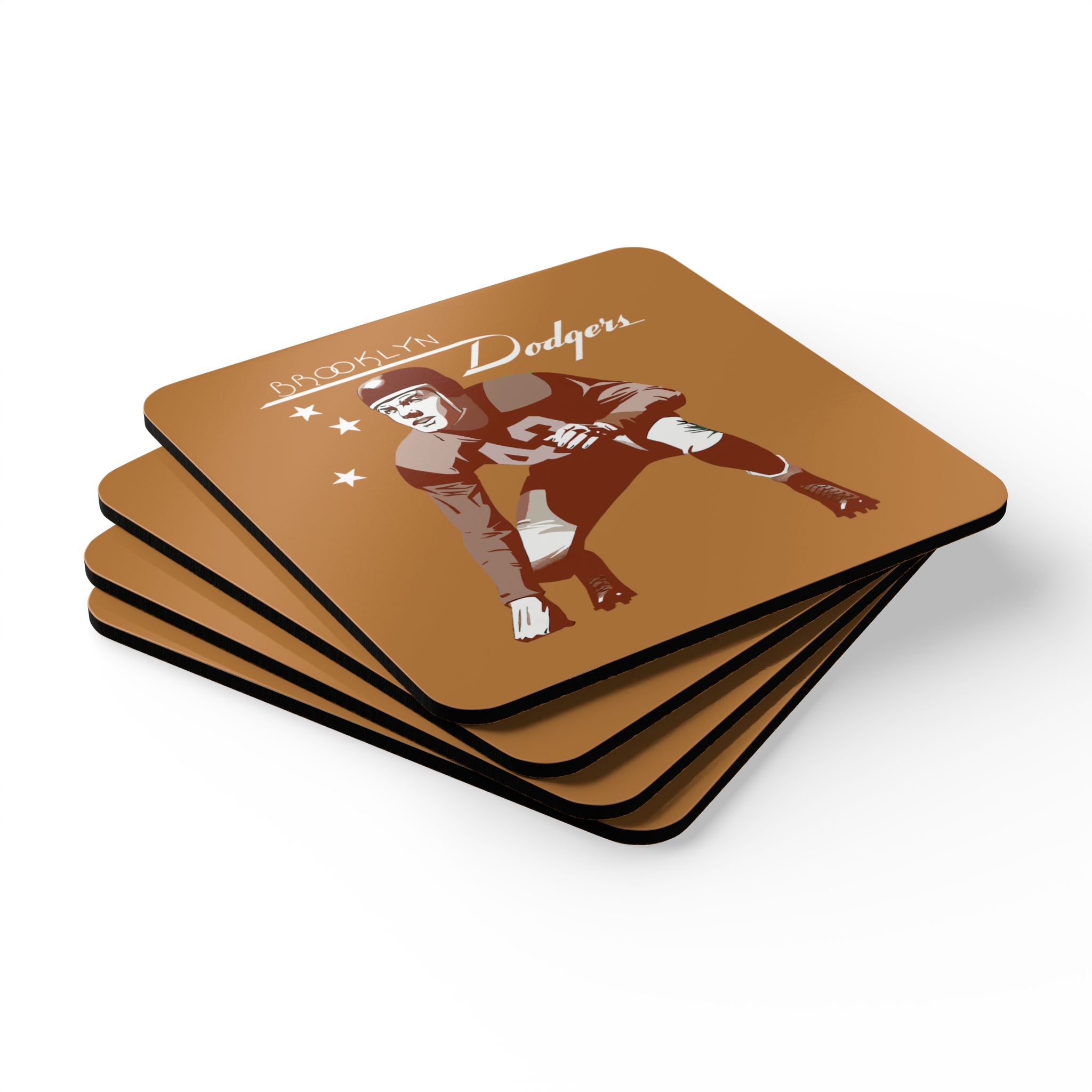 1943 Vintage Brooklyn Dodgers Football - Corkwood Coaster Set
