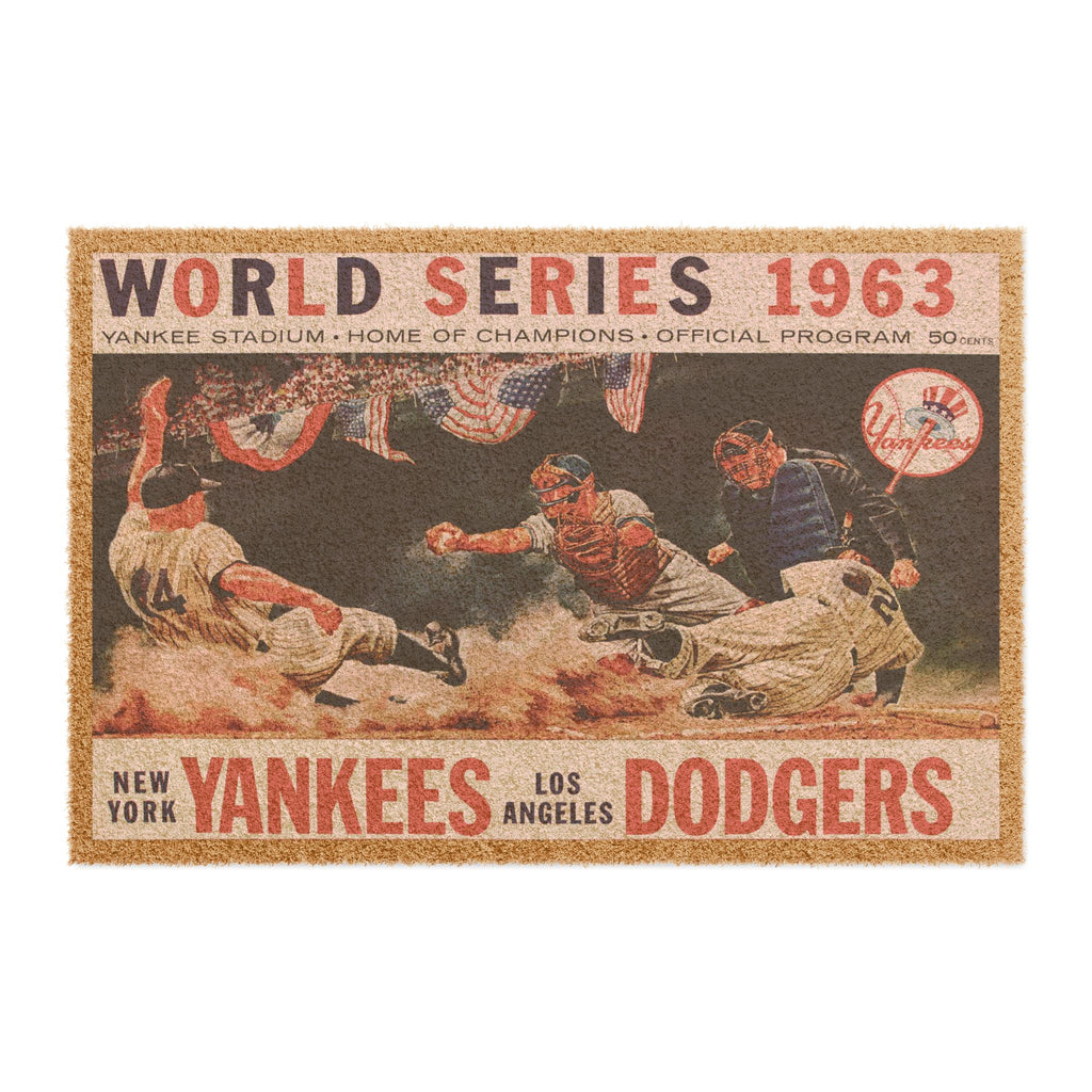 1963 Vintage World Series - Dodgers - Yankees - Yankee Stadium Program Cover - Doormat