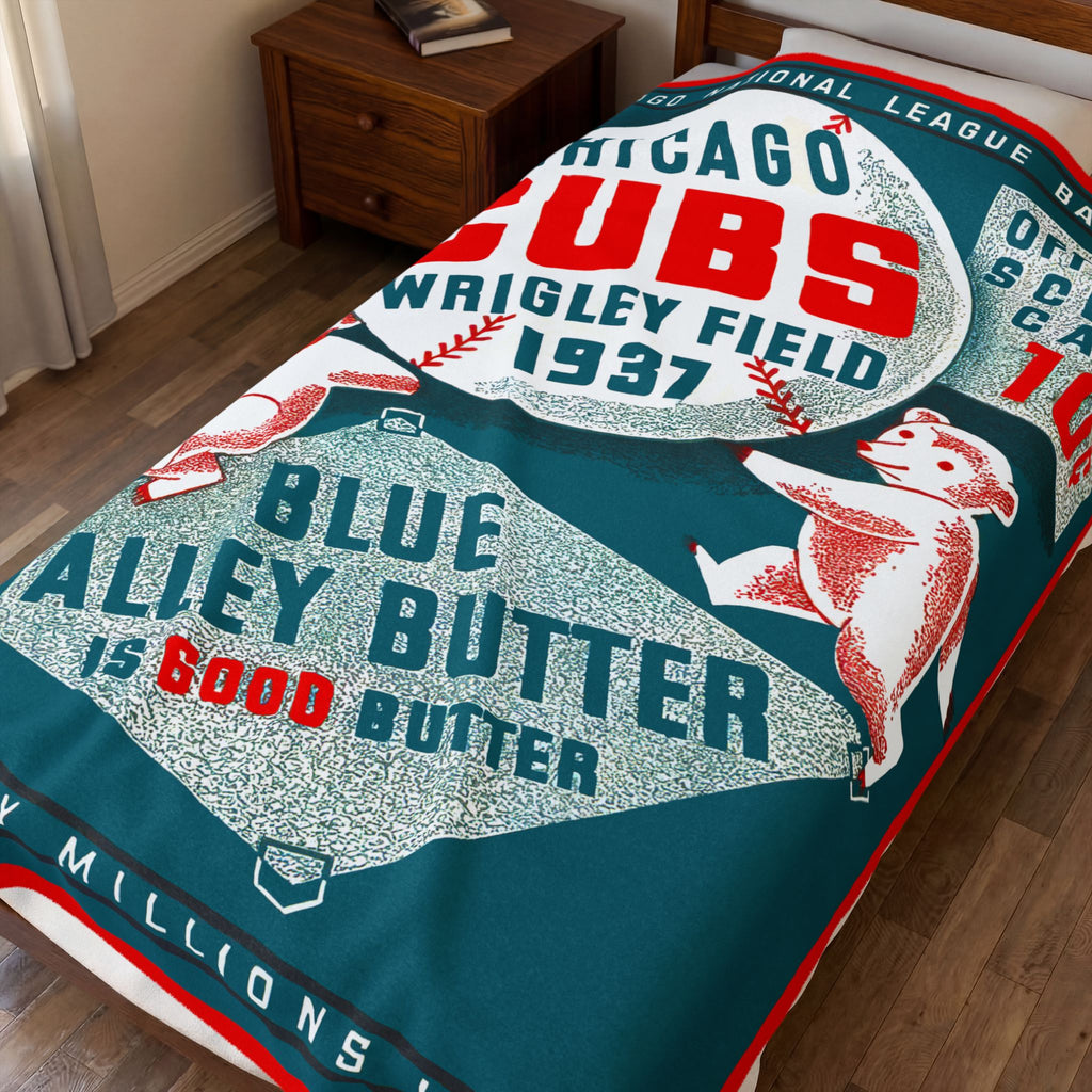 Velveteen Plush Blanket, 1937 Chicago Cubs Baseball Throw, Gift for Baseball Fans, Cozy Sports Blanket, Baseball Blanket, Cubs Fan Gift,