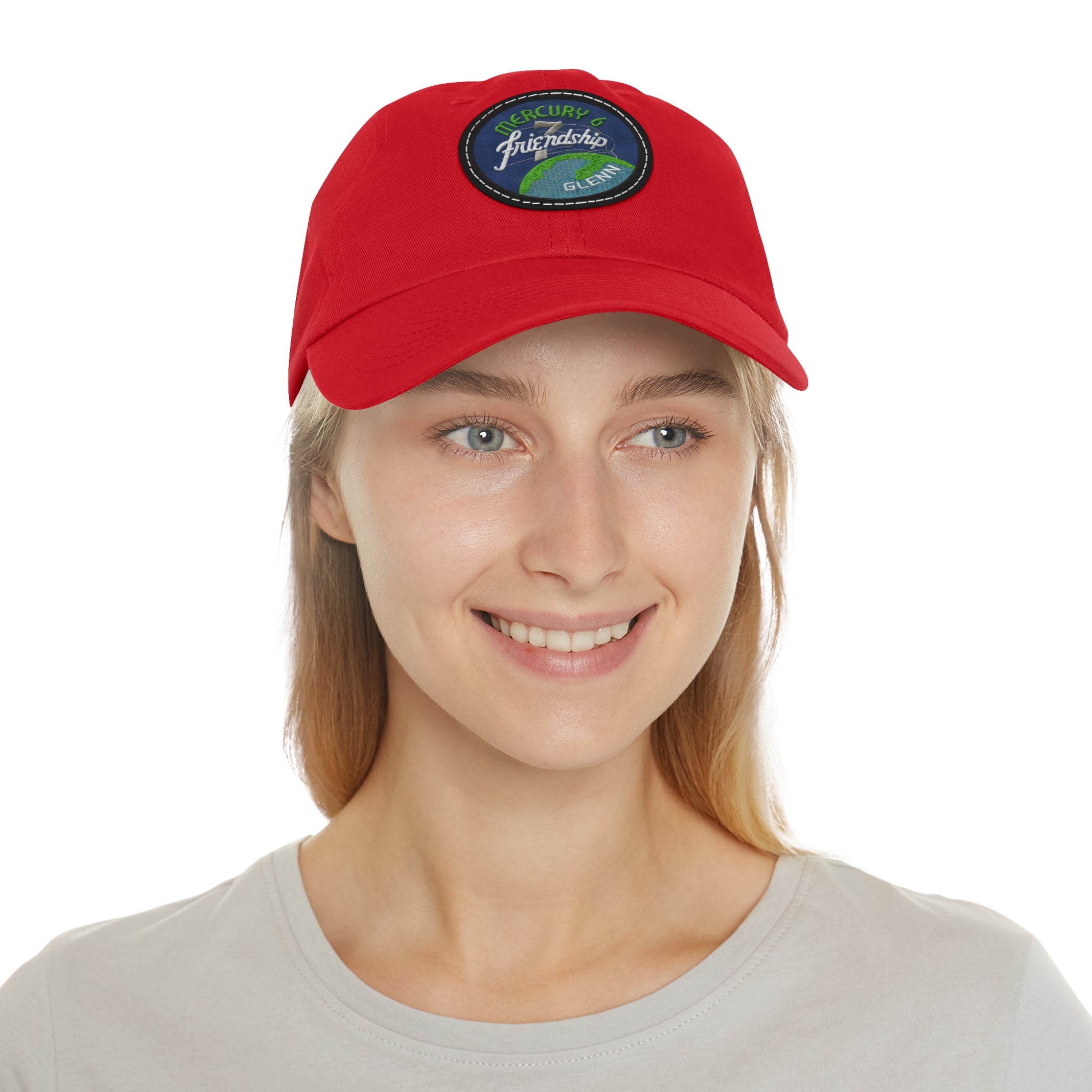 NASA - Mercury 6 - Friendship 7 Flight Patch - Dad Hat with Leather Patch (Round)