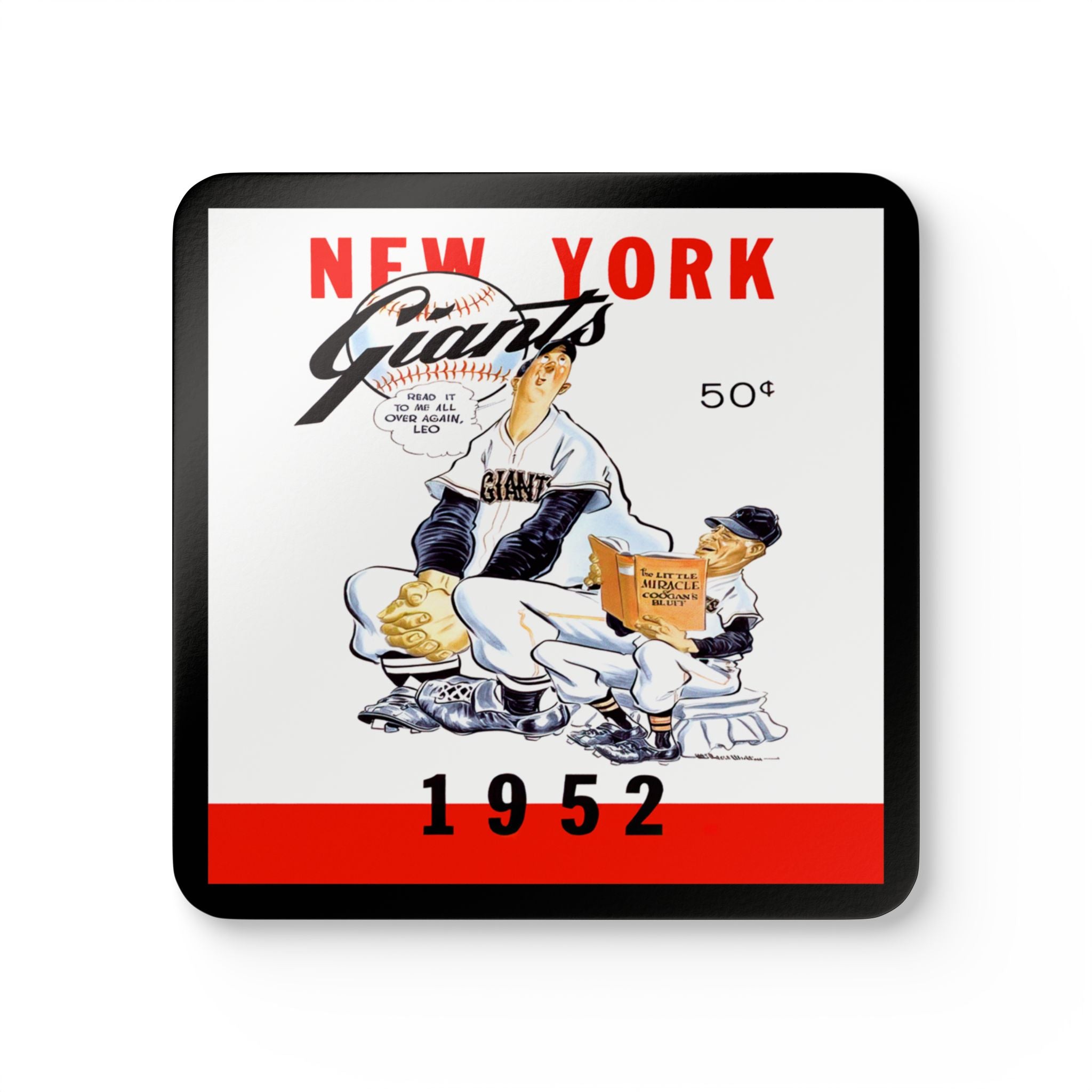 1952 Vintage New York Giants Baseball Yearbook Cover - Corkwood Coaster Set