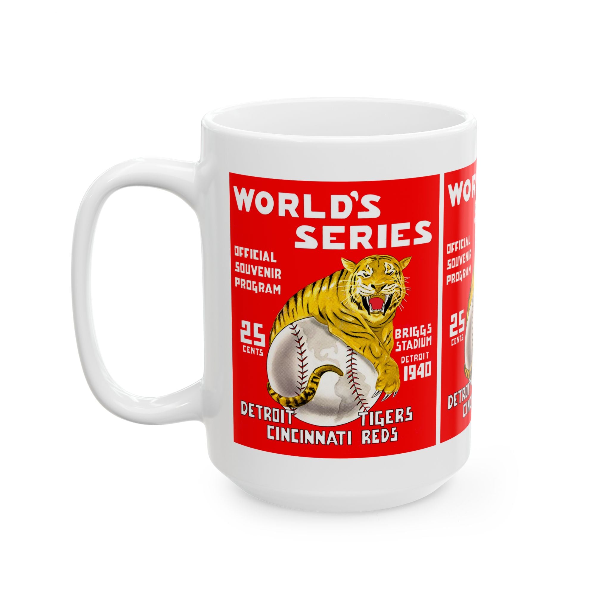 Baseball World Series Ceramic Mug, 1940 Detroit Tigers vs Cincinnati Reds Gift, Sports Fan Coffee Cup, Baseball Memorabilia, 11oz 15oz