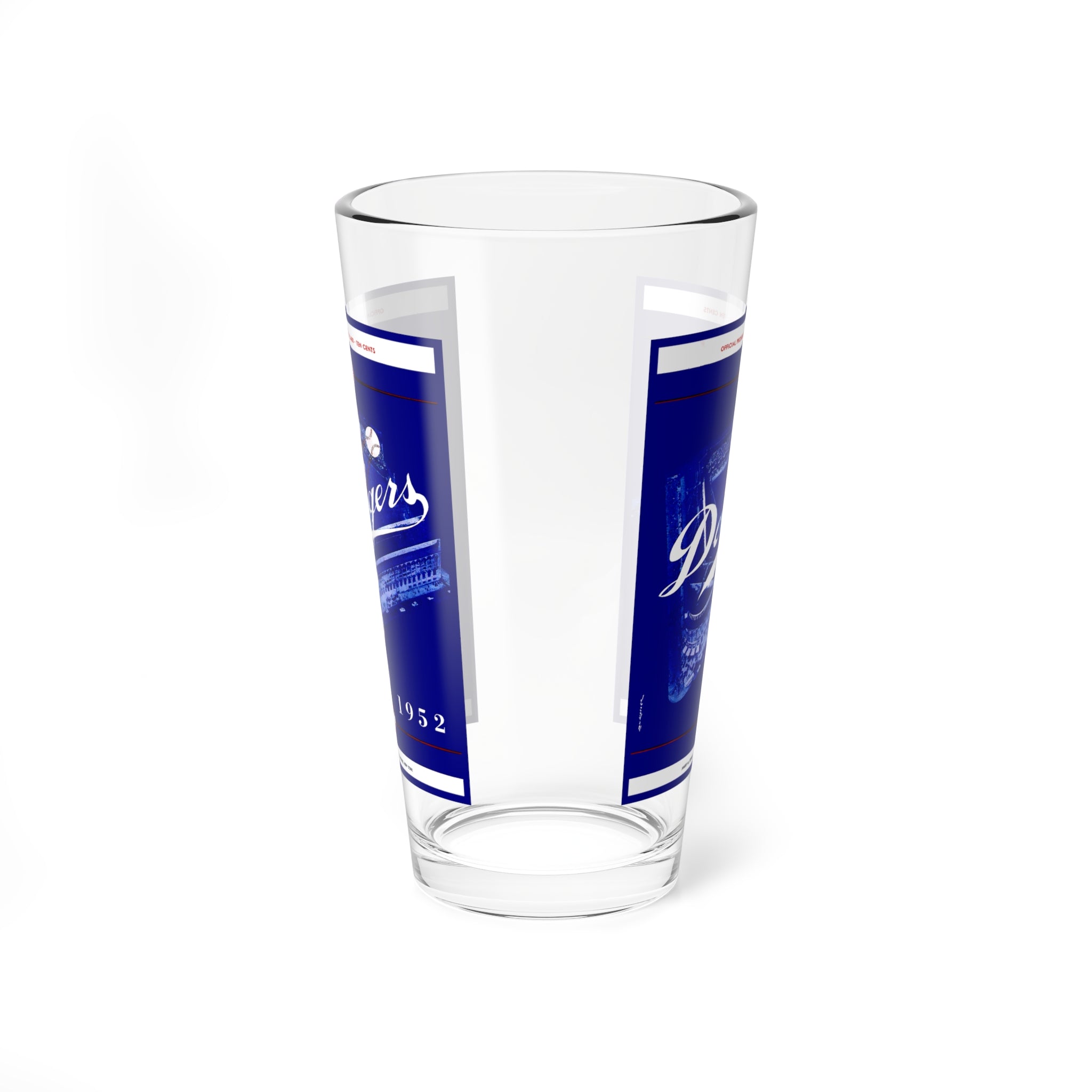Mixing Glass, 16oz - 1952 Baseball Brooklyn Dodgers Program, Vintage Barware, Unique Cocktail Glass, Baseball Lover Gift, Sports Memorabilia
