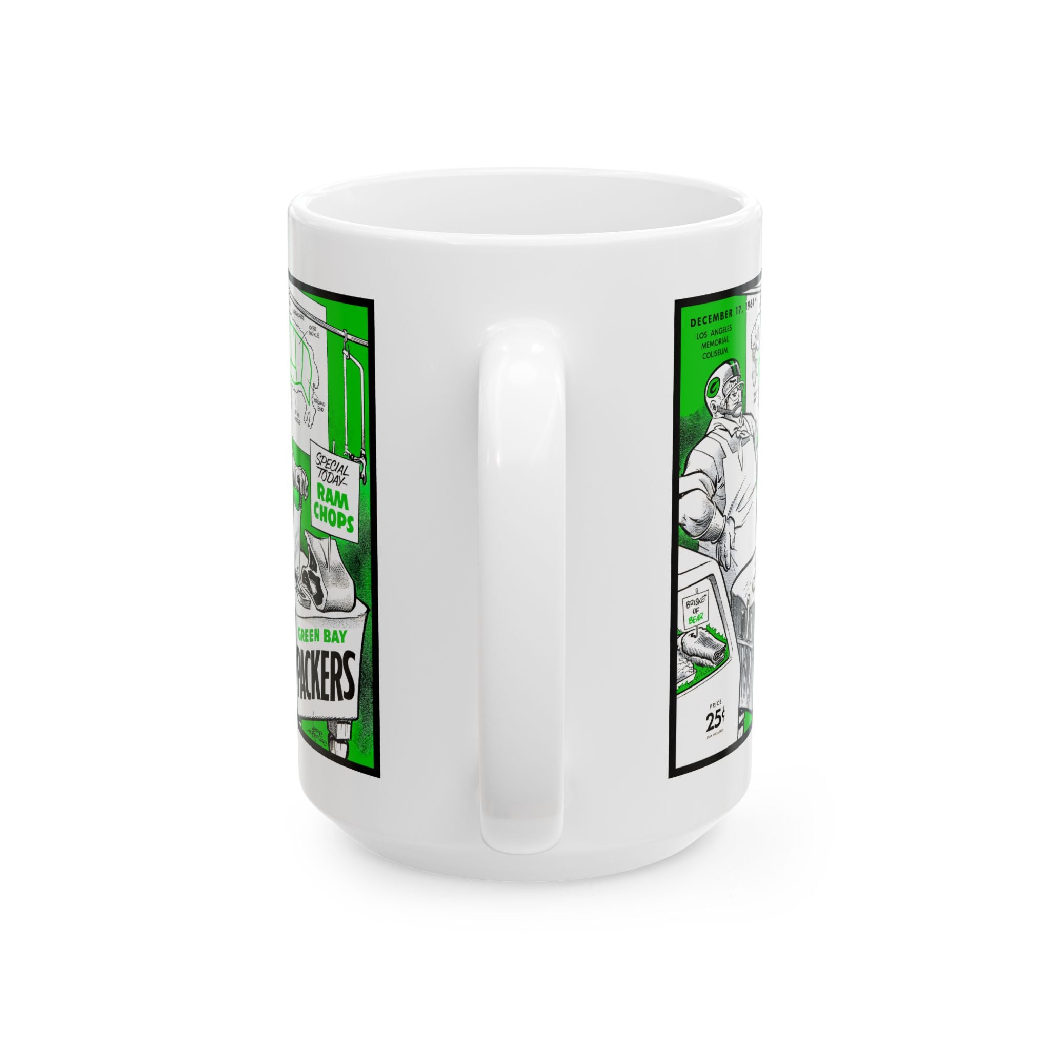 Vintage 1961 Football Green Bay Packers Los Angeles Rams Ceramic Mug, Football Sports Fan Collectible Gift, Father's Day, Christmas