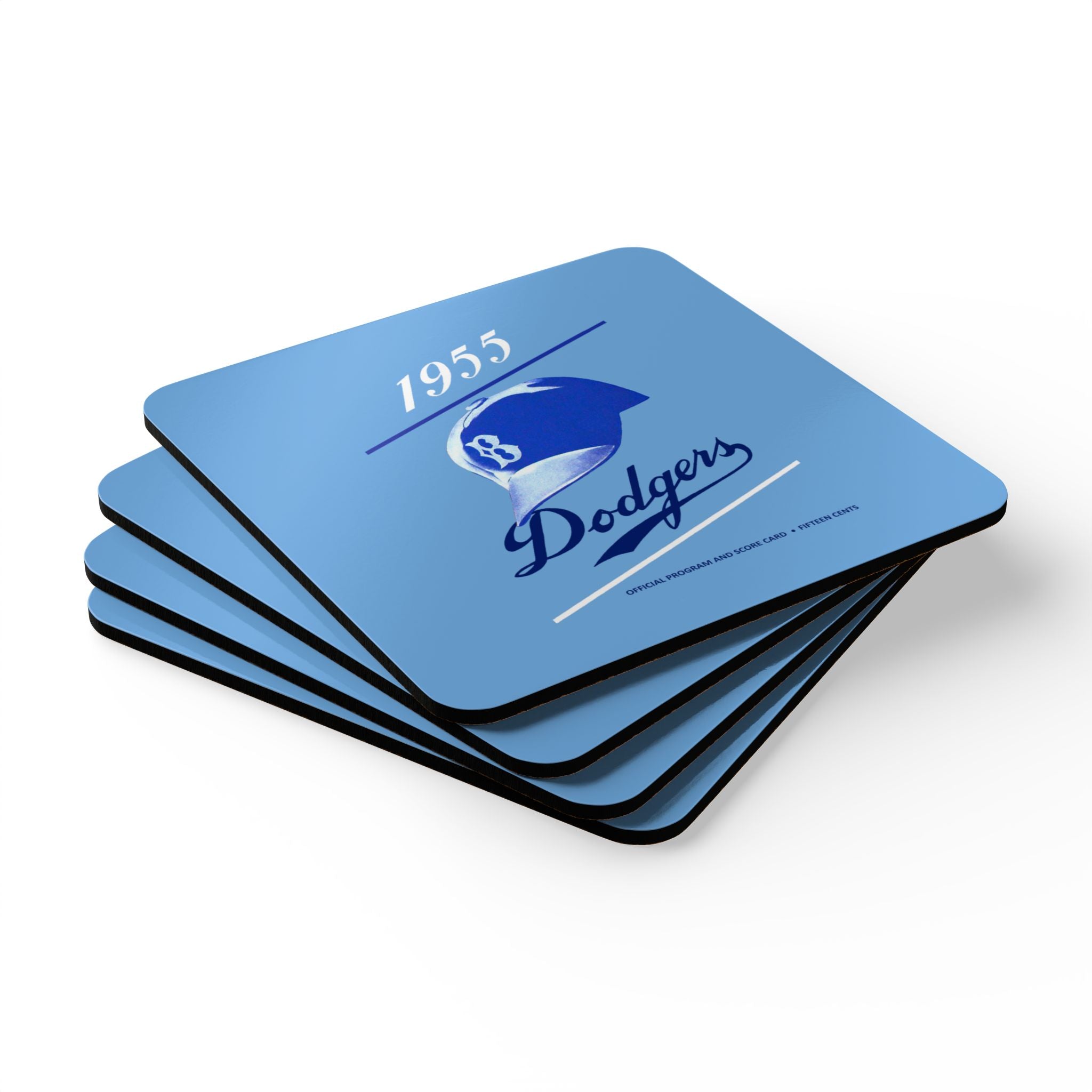 1955 Brooklyn Dodgers Baseball - Corkwood Coaster Set